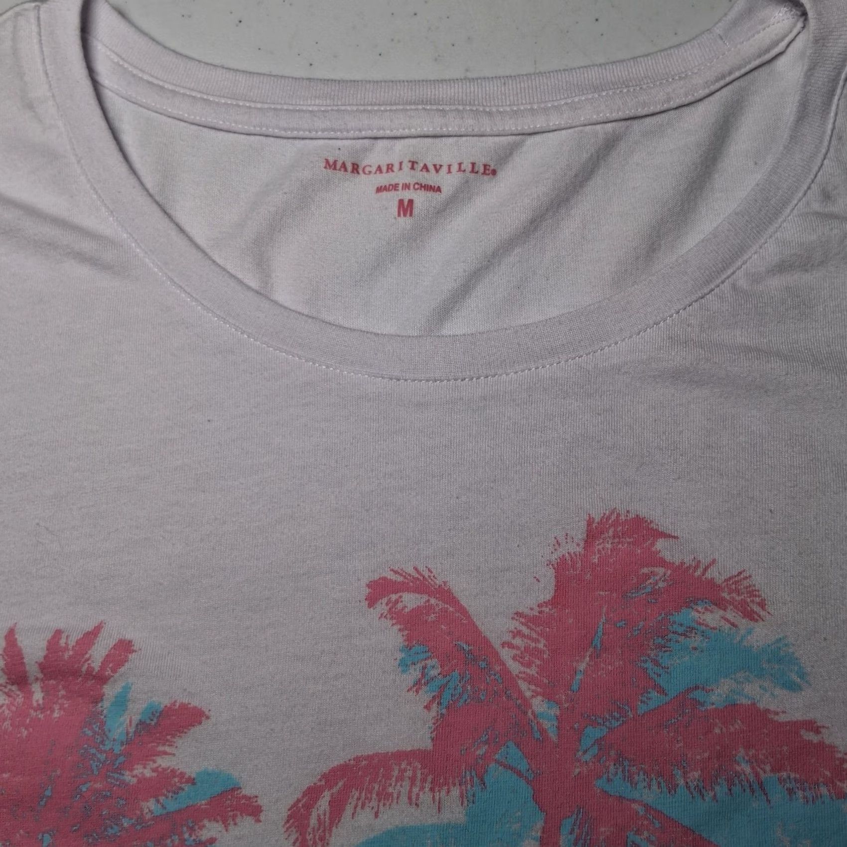 Pinko Jimmy Buffett Margaritaville Shirt Medium White Pink Tropical Beach Restaurant Casual T-Shirt Women Size M / US 6-8 / IT 42-44 - 7 Thumbnail