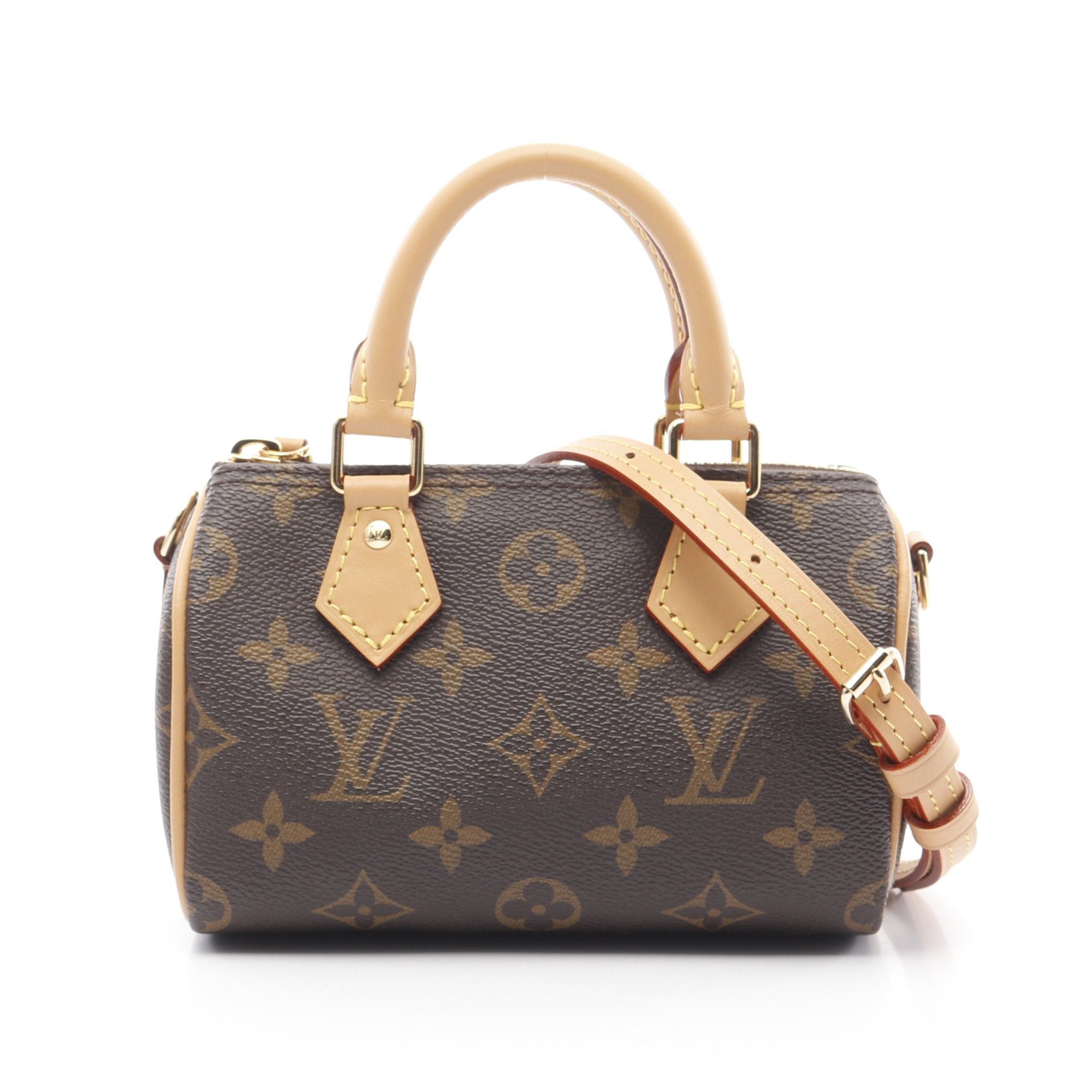 Louis Vuitton Louis Vuitton Nano Speedy Monogram Handbag Leather Brown Size ONE SIZE - 1 Thumbnail