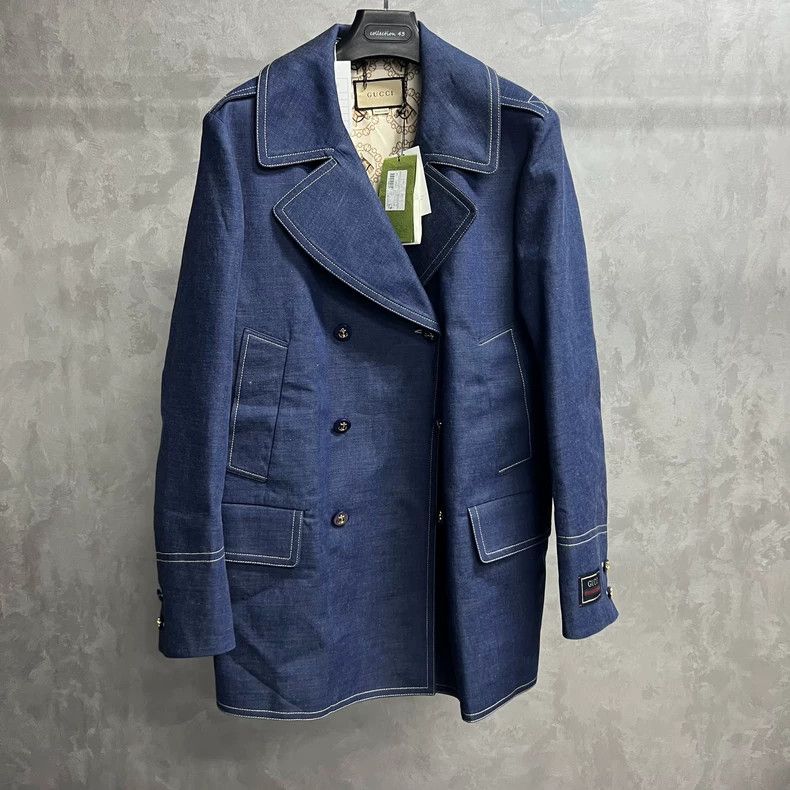Gucci Gucci Blue lapel double-breasted long-sleeved denim jacket Size US M / EU 48-50 / 2 - 1 Thumbnail