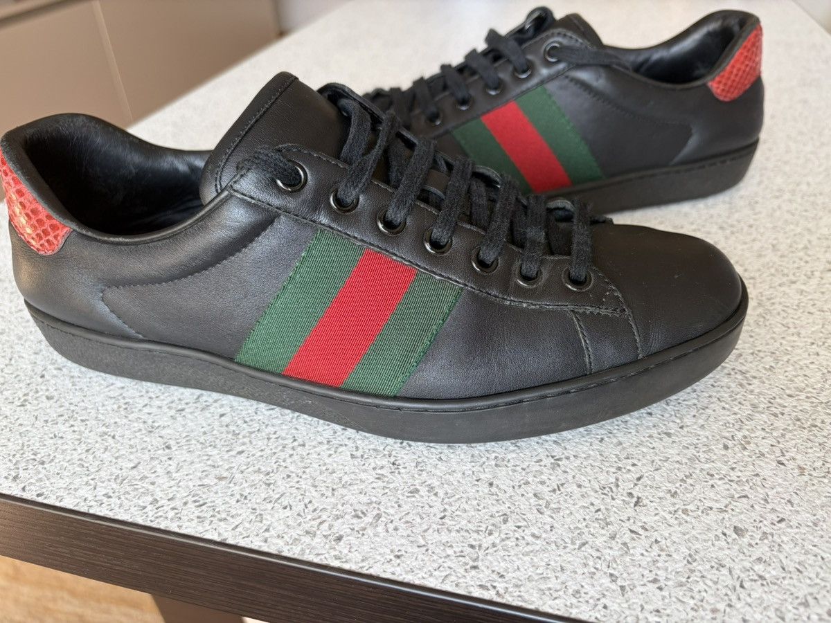 Gucci Gucci Ace Leather Black Low Sneakers 386750 Size US 7.5 / EU 40-41 - 4 Thumbnail