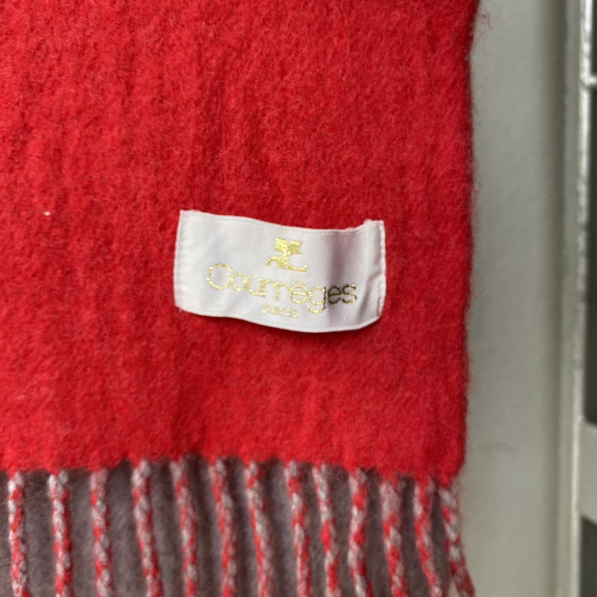 Courreges COURREGES Red & Grey 100% Wool Scarf Size ONE SIZE - 11 Thumbnail