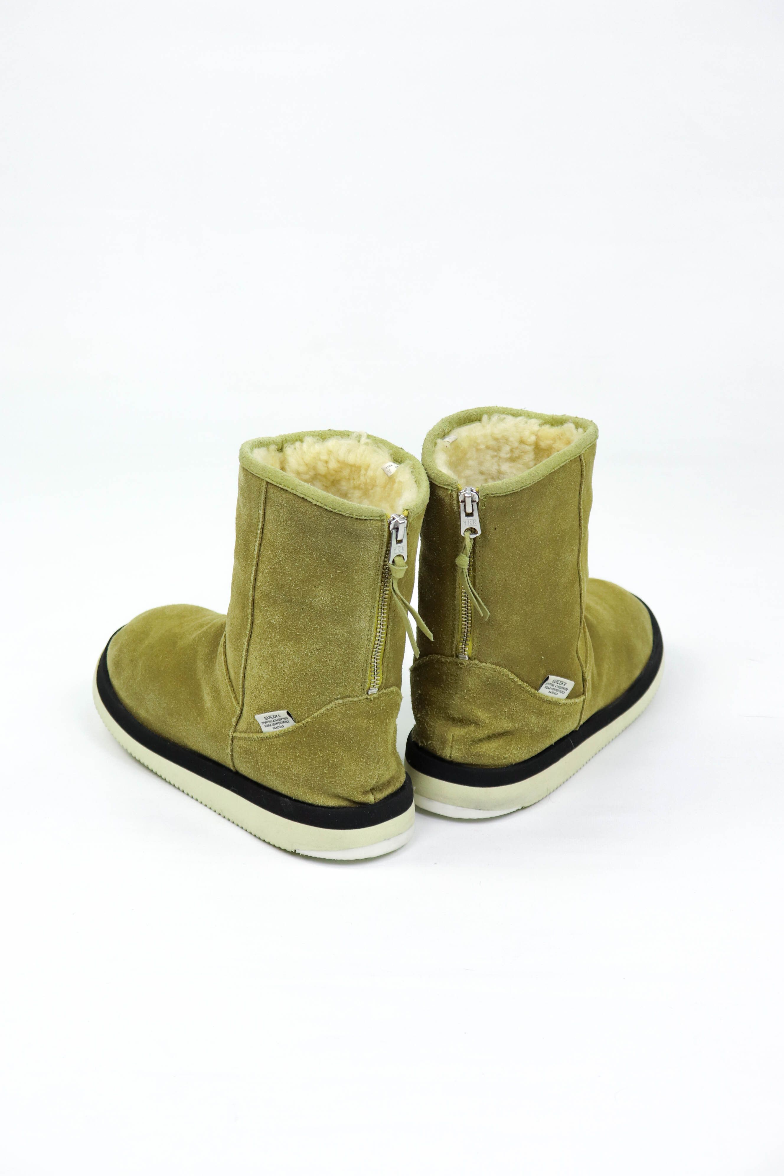 image of Suicoke Els Beige Suede Shearling Lined Zip Snow Boots, Men's (Size 9)