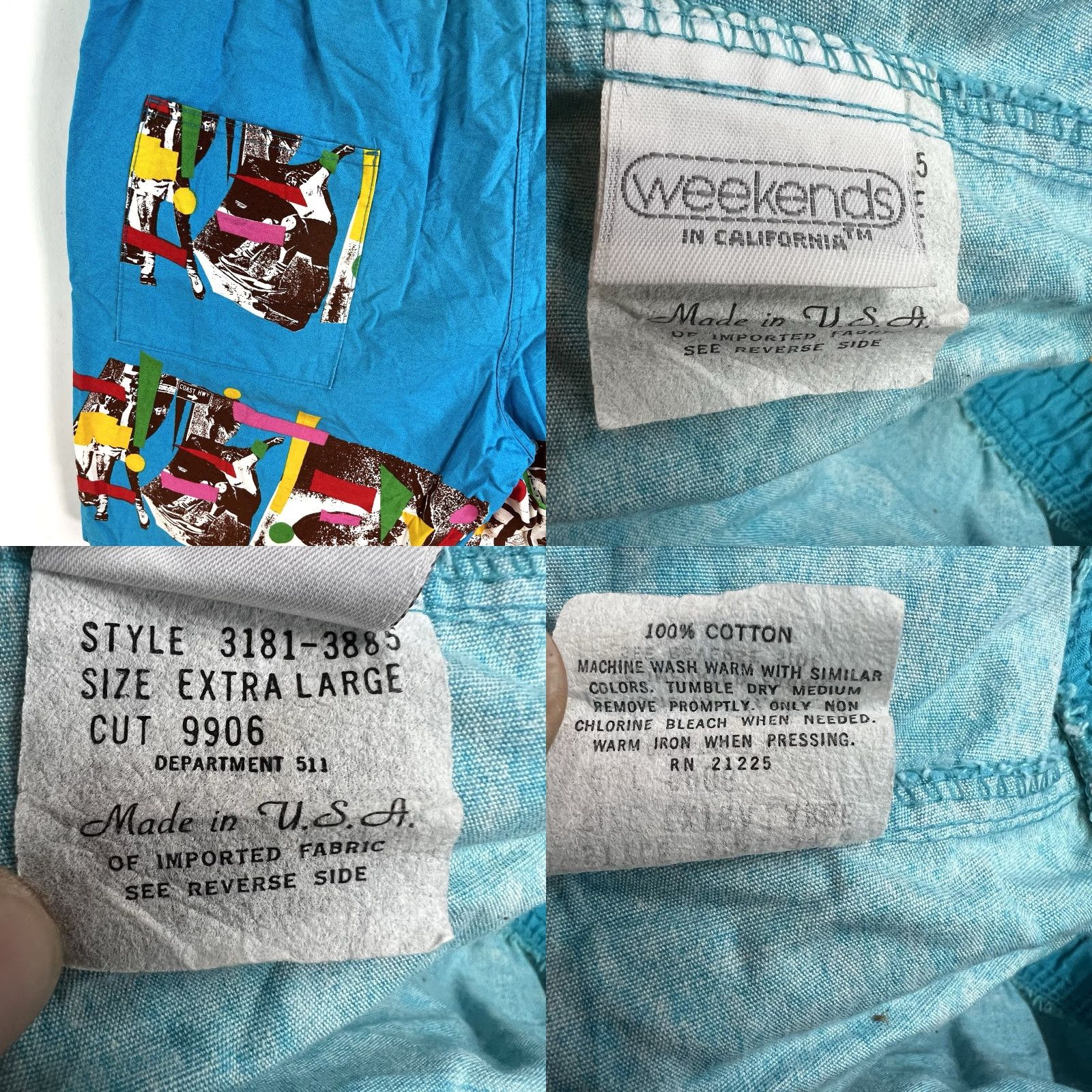 Vintage VINTAGE Weekends Beach Board Shorts Mens XL Blue Graphic 90s Chino Style USA Size US 36 / EU 52 - 8 Thumbnail