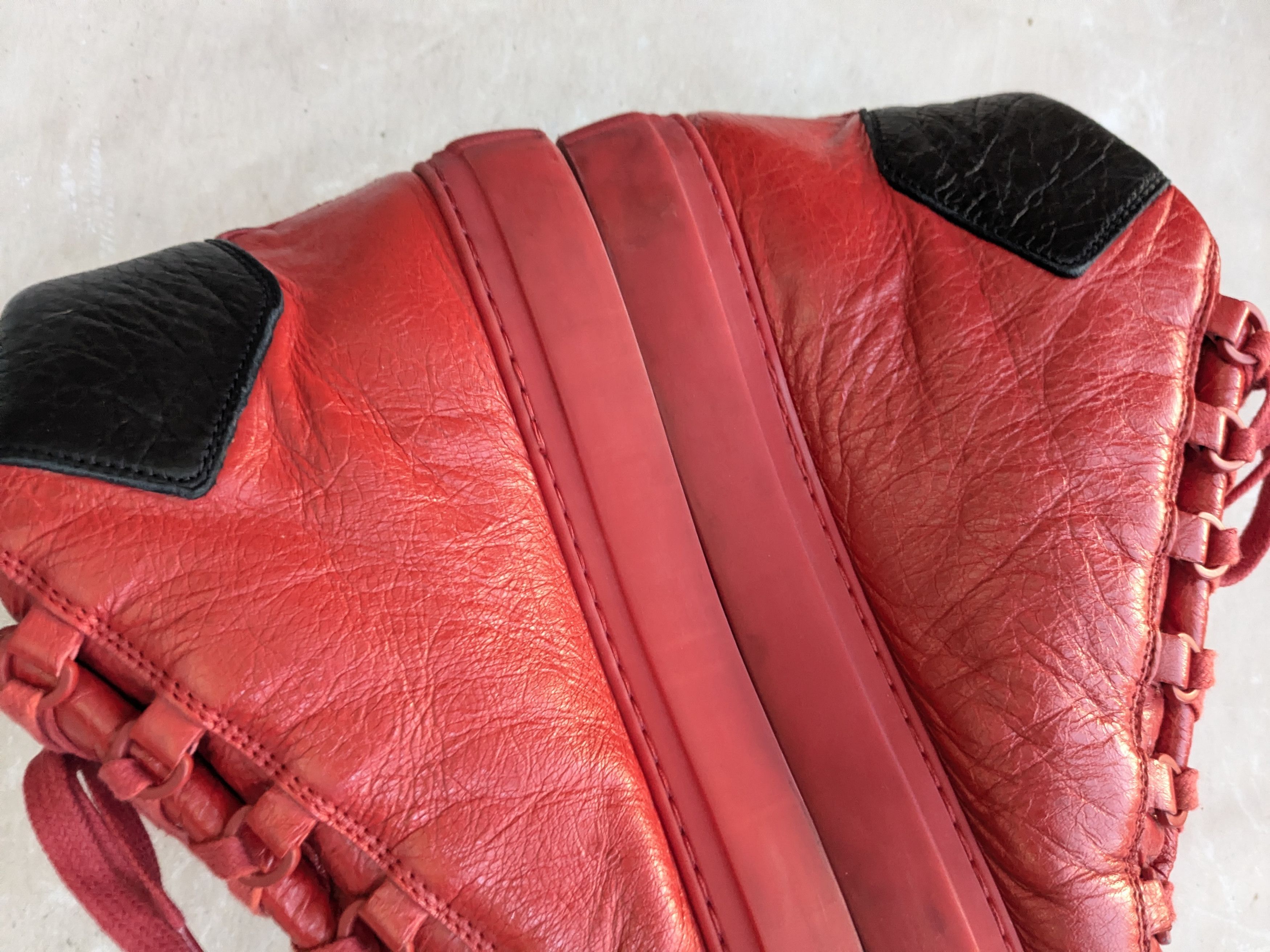 Balenciaga Balenciaga Arena Sneakers Red Black 11 Leather High Tops Size US 11 / EU 44 - 13 Thumbnail