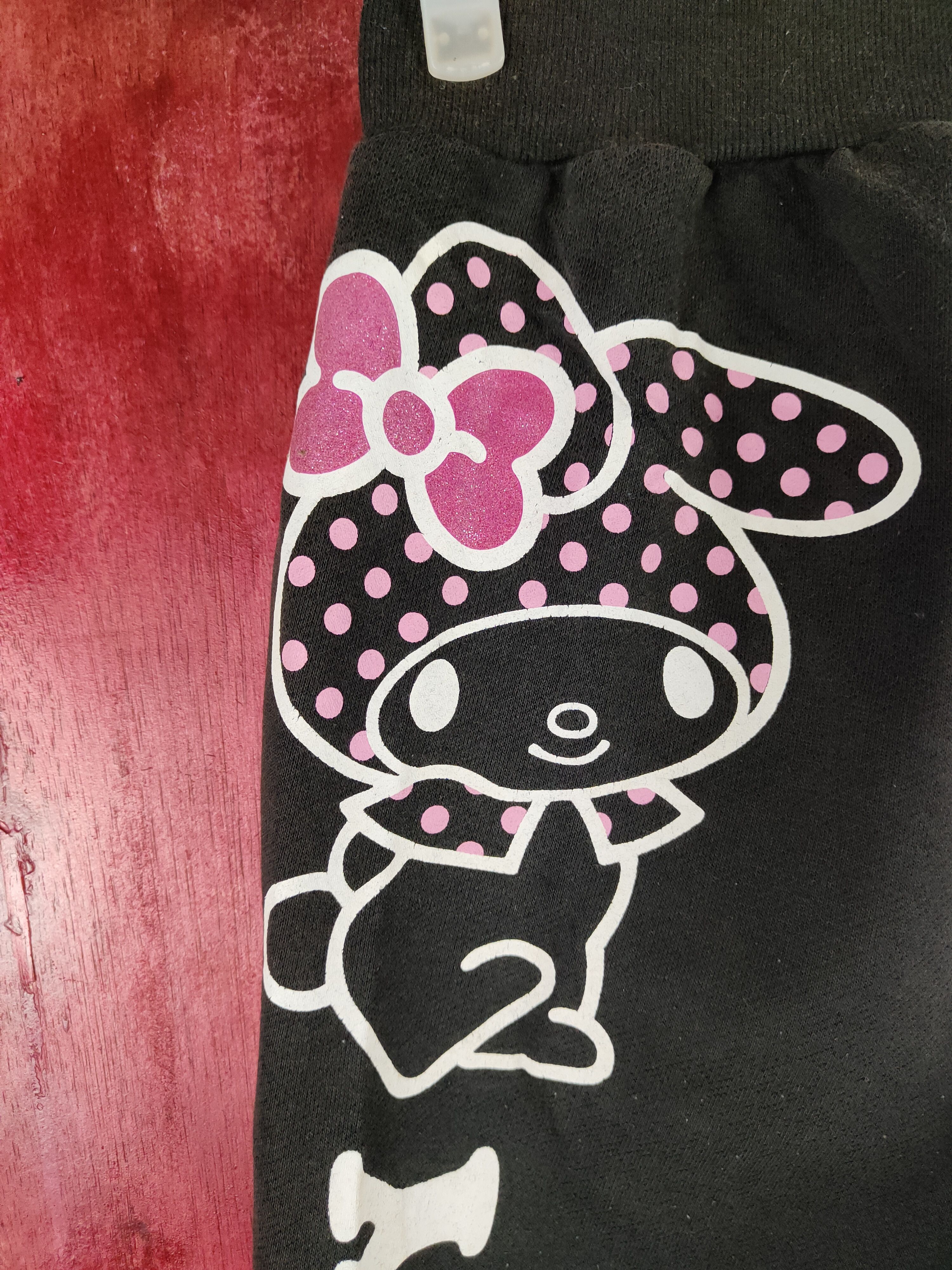 Cartoon Network × One Piece × Vintage My Melody Black Sweatpants #S2229 Size 25" / US 0 / IT 36 - 8 Thumbnail