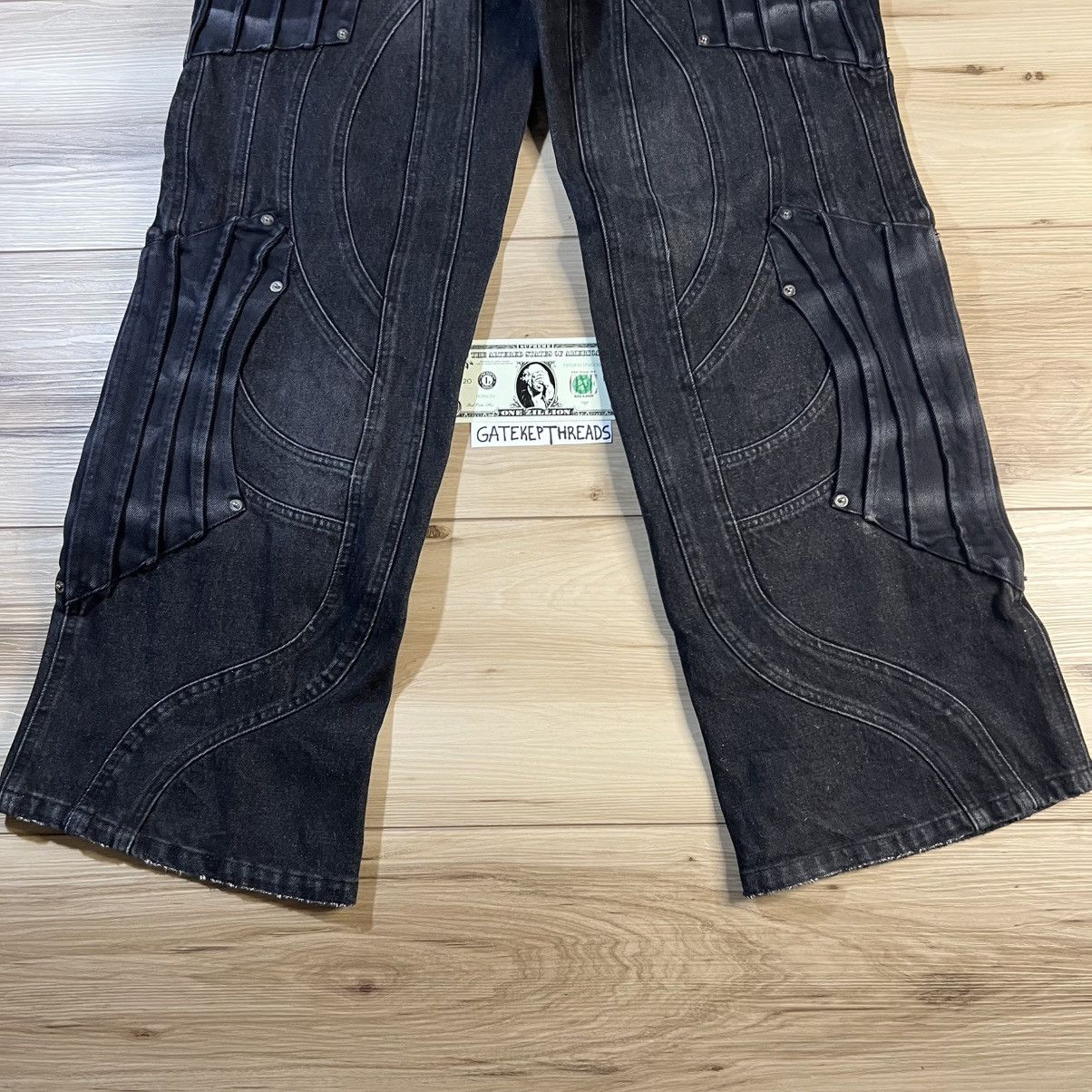 Bad Son Circuit Paneled Black Jeans Size US 34 / EU 50 - 14 Thumbnail