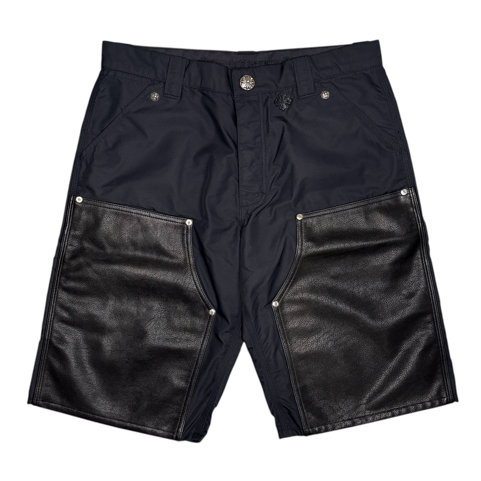 Chrome Hearts Leather Cross Plus Patch Double Knee Nylon Carpenter Shorts Size US 32 / EU 48 - 1 Preview