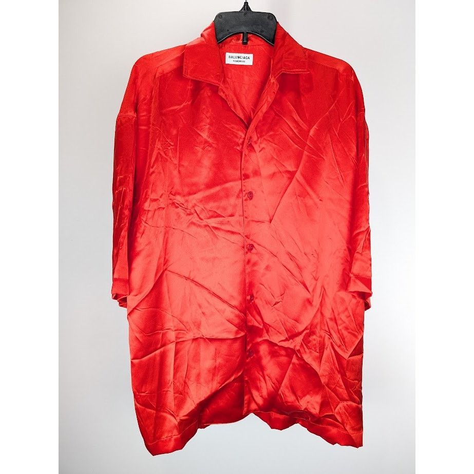 Balenciaga o1rshd1 Short Sleeve Shirt in Red Size US M / EU 48-50 / 2 - 3 Thumbnail