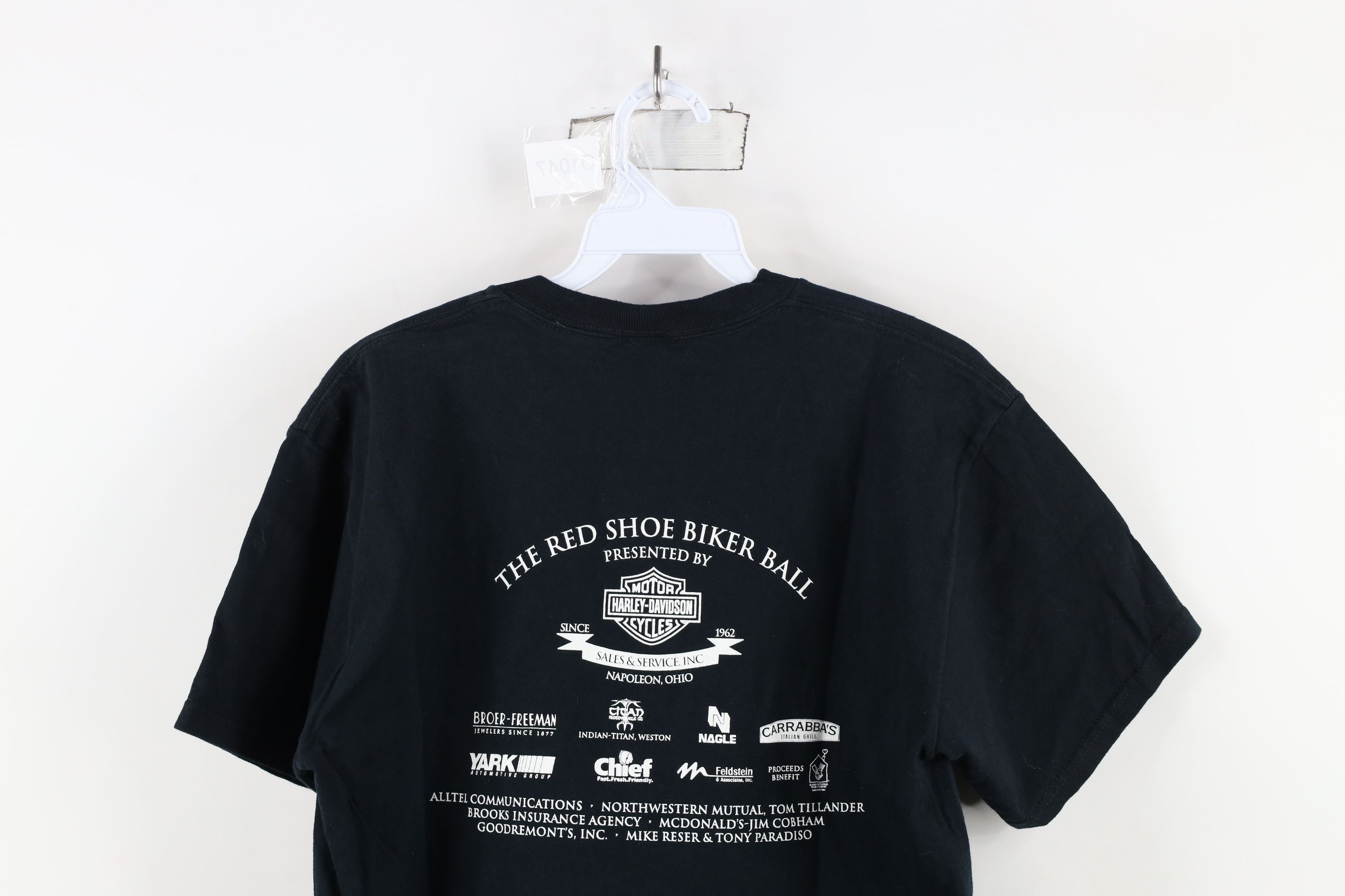 Harley Davidson × Vintage Vintage Harley Davidson Red Shoe Biker Ball T-Shirt Black Size US M / EU 48-50 / 2 - 12 Thumbnail