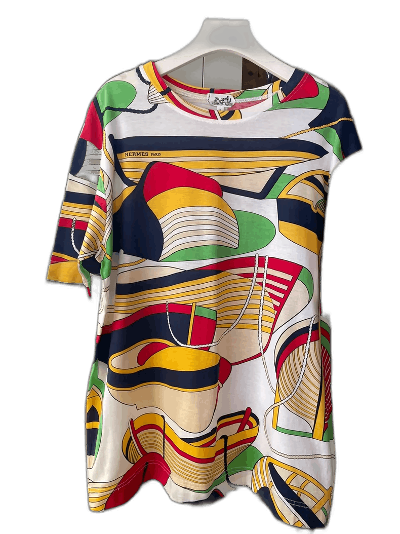 Hermes Hermes Short Sleeve TShirt with Boat Pattern-2506 Size M / US 6-8 / IT 42-44 - 1 Thumbnail