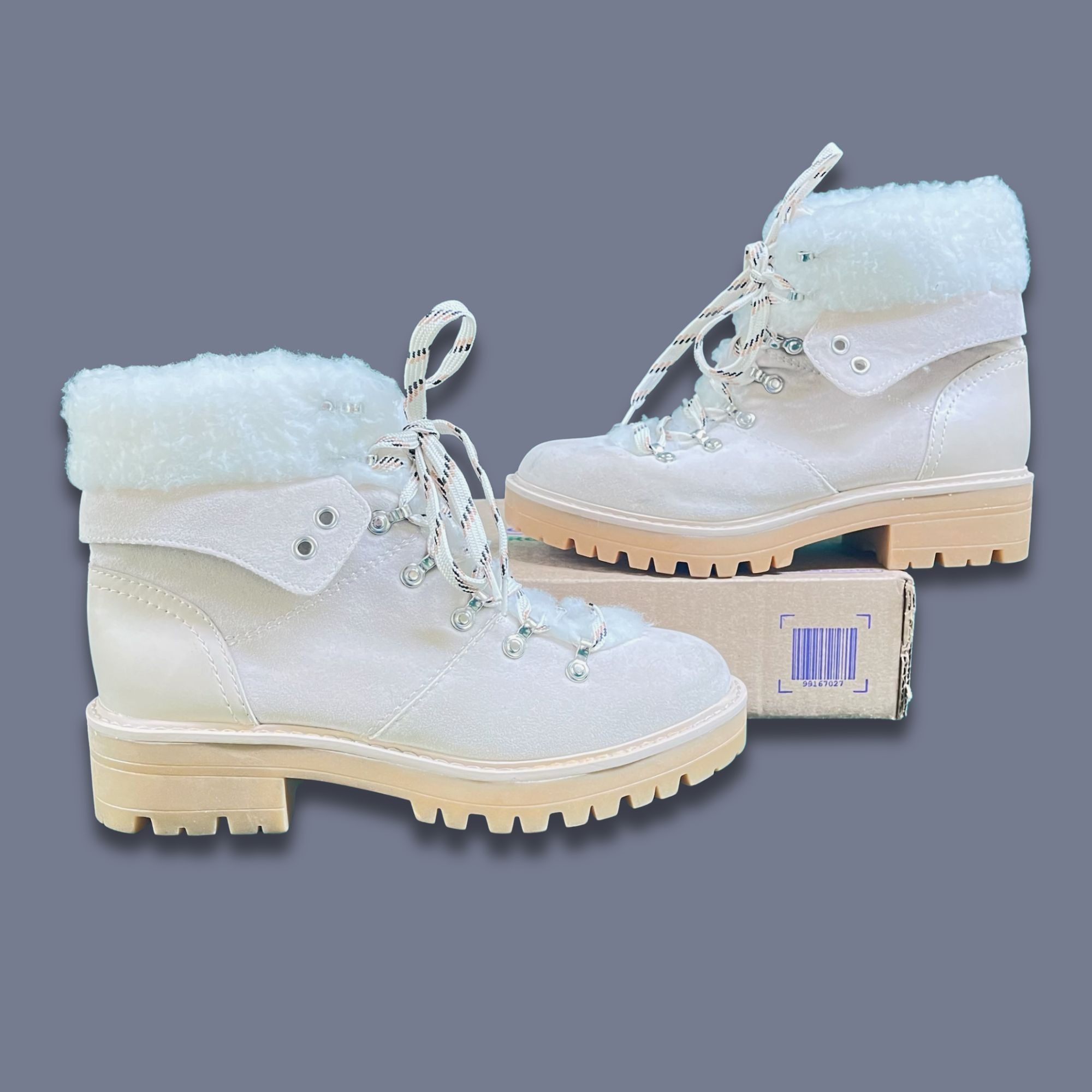 Other TIME AND TRU Womens Cozy Hiker Boots Size 8.5 White Faux Fur Size US 8.5 / IT 38.5 - 3 Thumbnail
