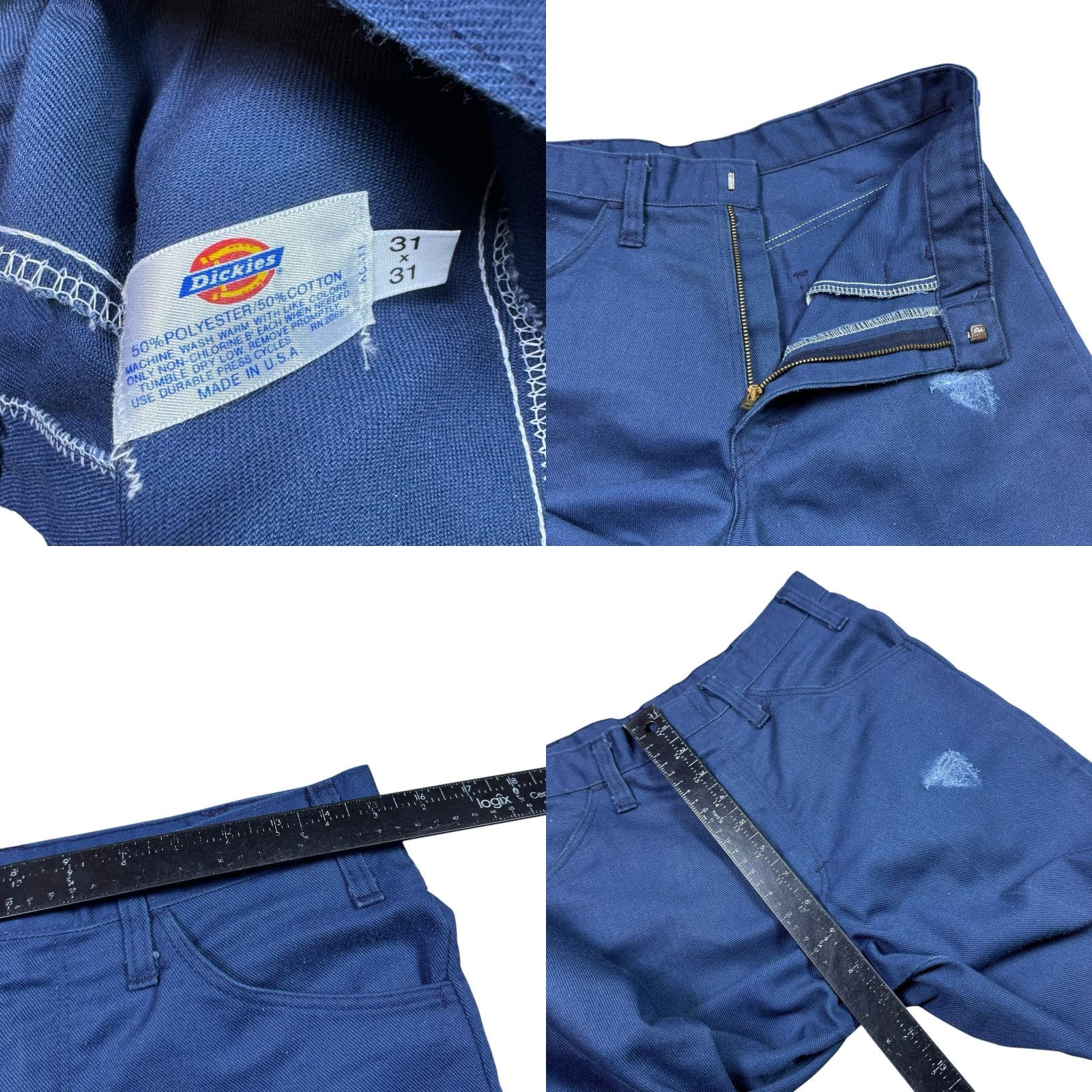 Dickies Dickies Pants Men 31x31 USA Made Distress Talon Zip Work 80s 70s Utility Casual Pants Blue Size US 31 - 8 Thumbnail
