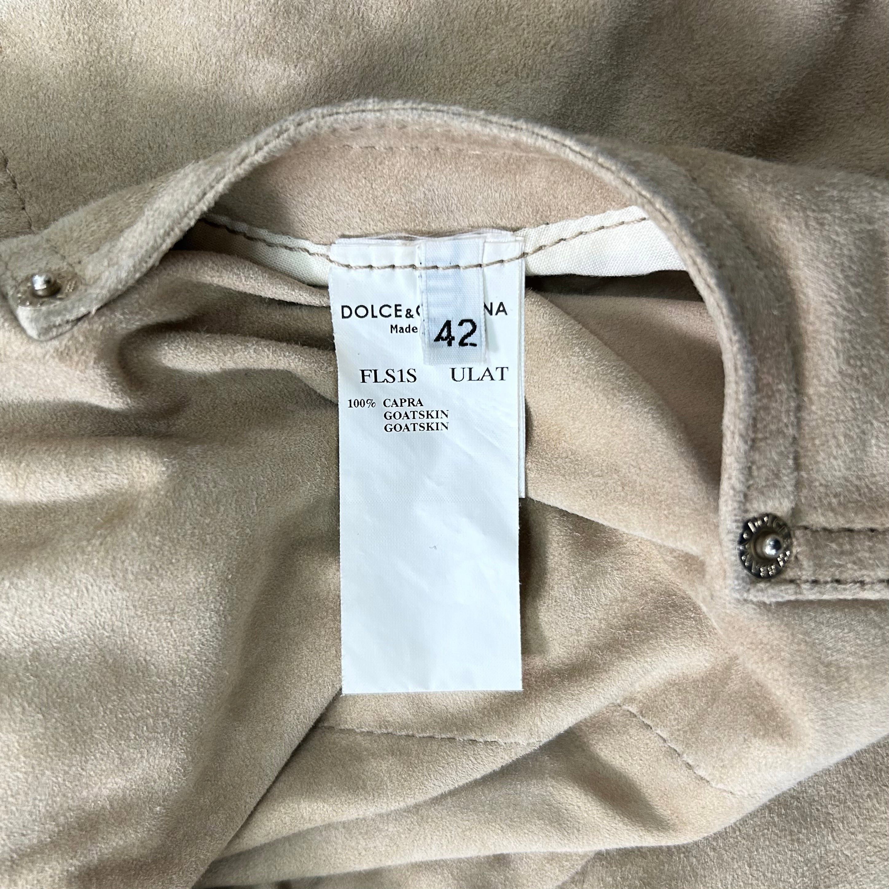 Dolce & Gabbana Dolce & Gabbana 2000s Cropped Camel Beige Suede Zip Hoodie Size XS / US 0-2 / IT 36-38 - 8 Thumbnail