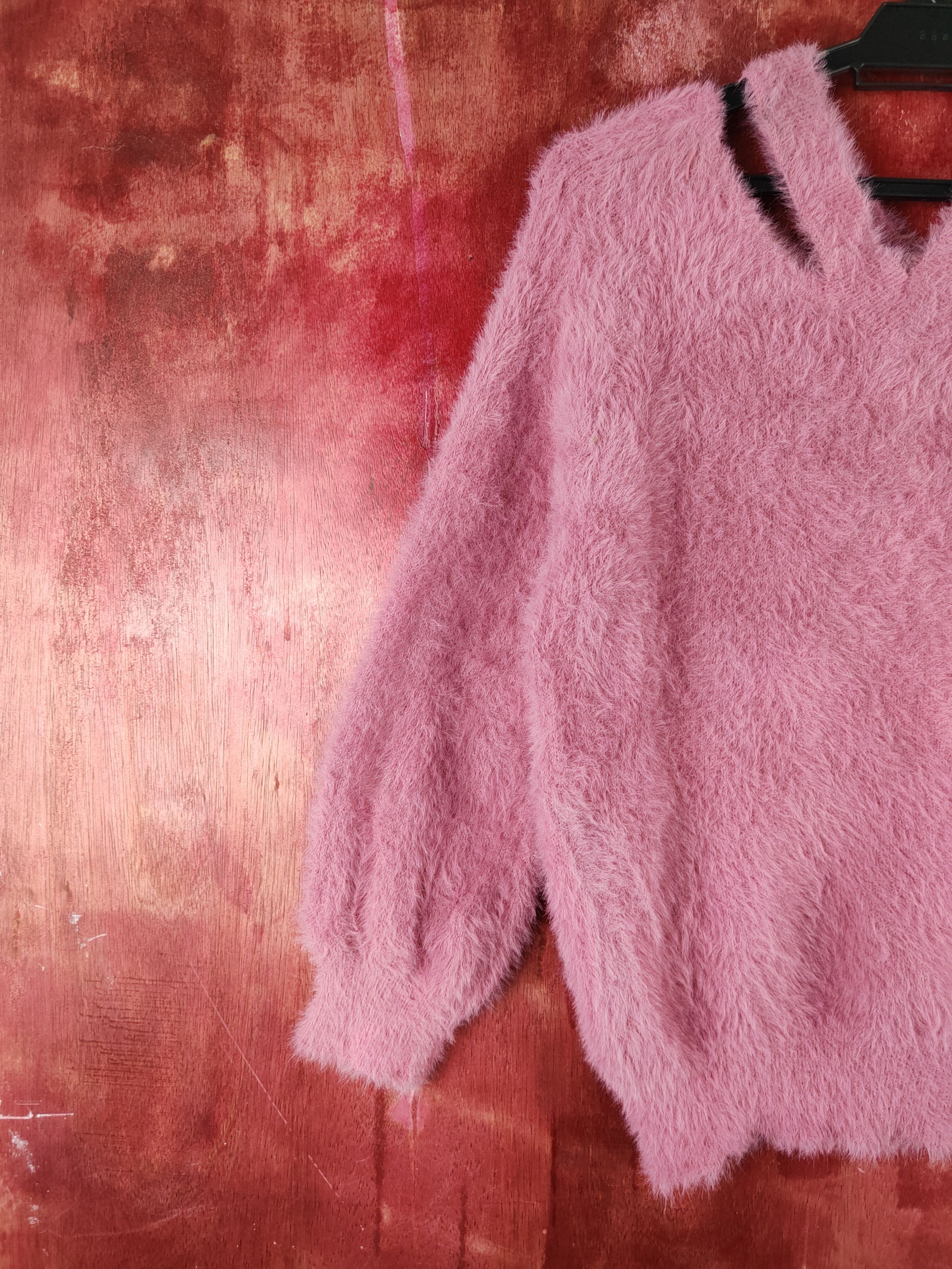 Homespun Knitwear × Japanese Brand × Vintage Japanese Brand Pink Shag Shaggy Fur Mohair Knitwear #S2176 Size M / US 6-8 / IT 42-44 - 3 Thumbnail