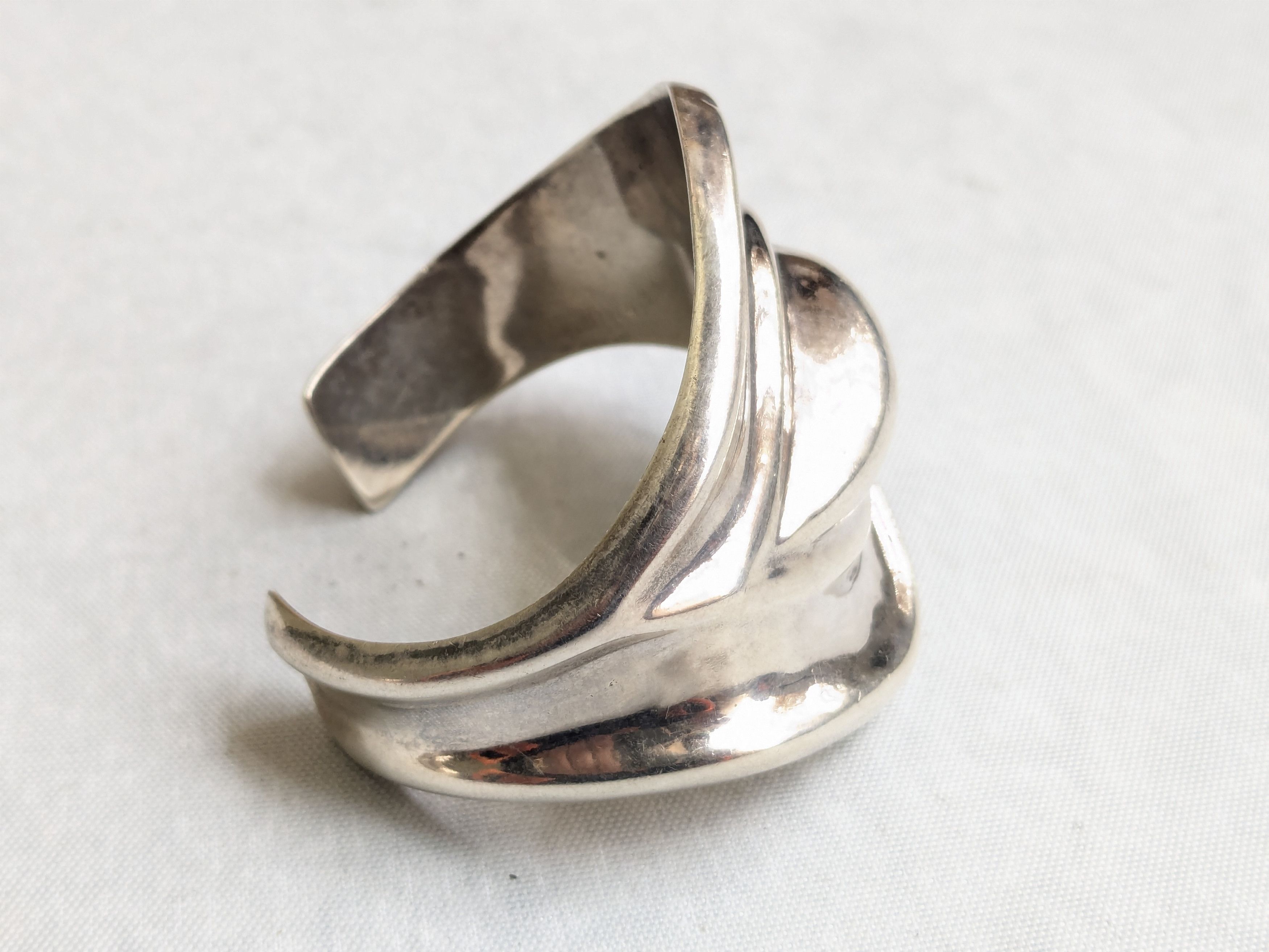 Jewelry Vintage Taxco Sterling Silver Cuff Bracelet Abstract Modern Size ONE SIZE - 7 Thumbnail
