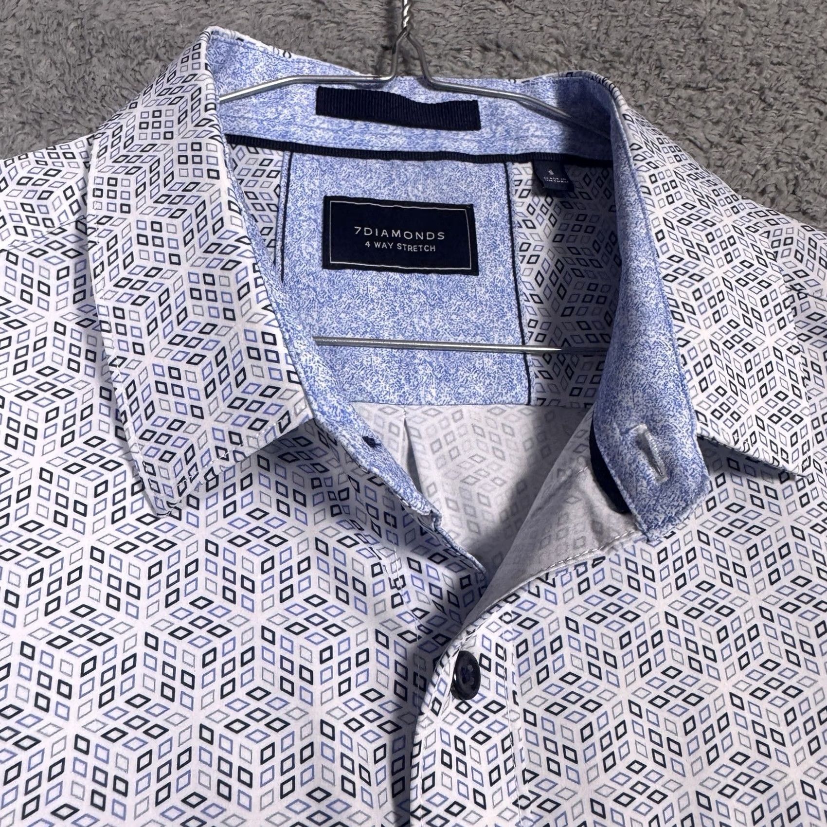 Vintage 7 Diamonds Shirt Mens S Geometric 4 Way Stretch Performance Cube Flip Cuff Shirt Size US S / EU 44-46 / 1 - 2 Thumbnail