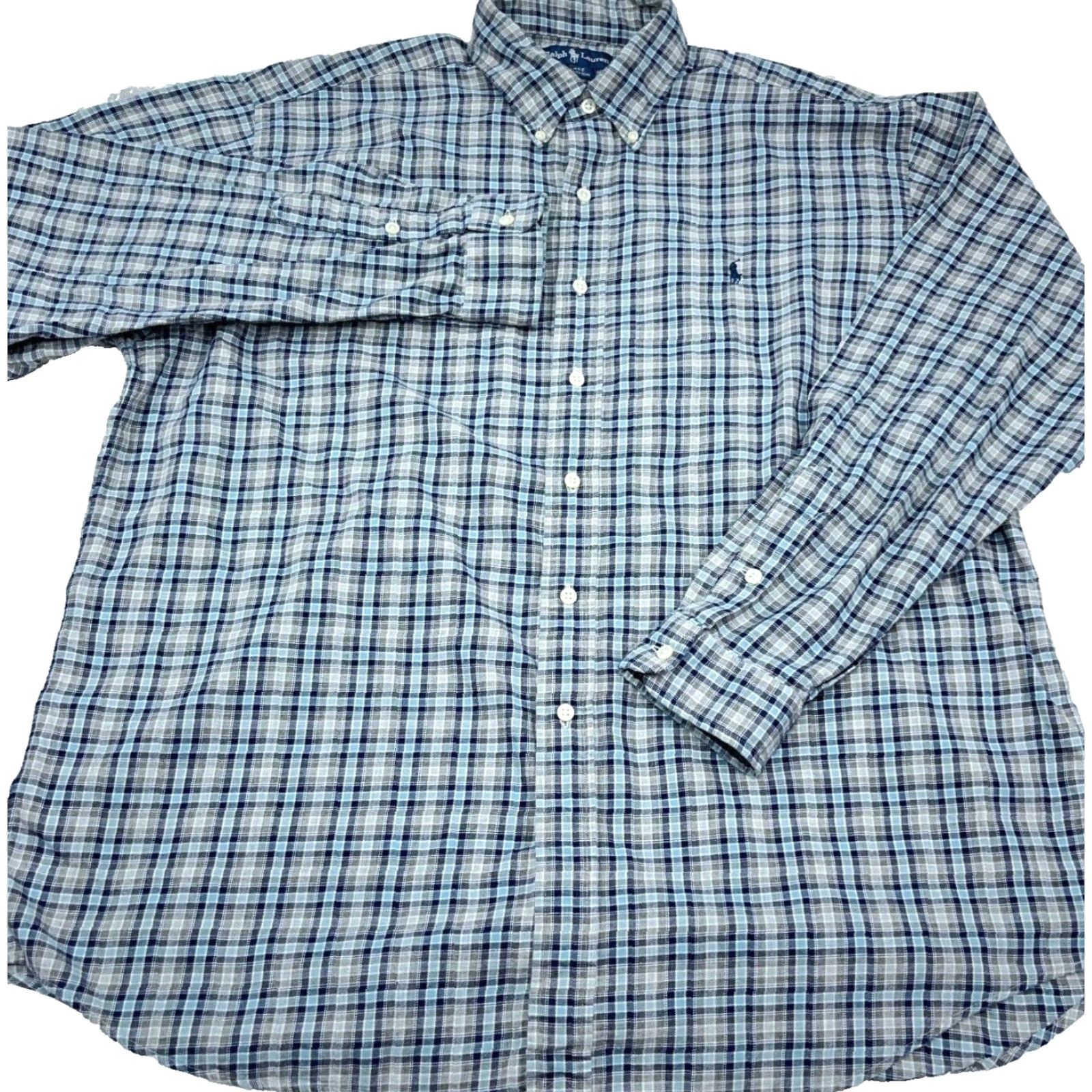 Ralph Lauren Ralph Lauren Shirt Men XL Blue Gray Plaid Button-Up Flannel Tartan Blake Soft Mens Size US XL / EU 56 / 4 - 2 Thumbnail