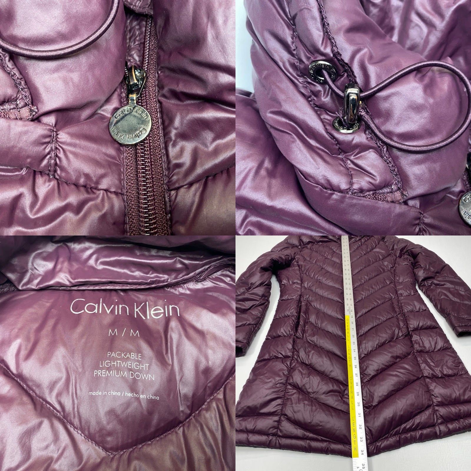 Calvin Klein Calvin Klein Down Puffer Jacket Womens Medium Maroon Long Hooded Packable Light Size M / US 6-8 / IT 42-44 - 8 Thumbnail