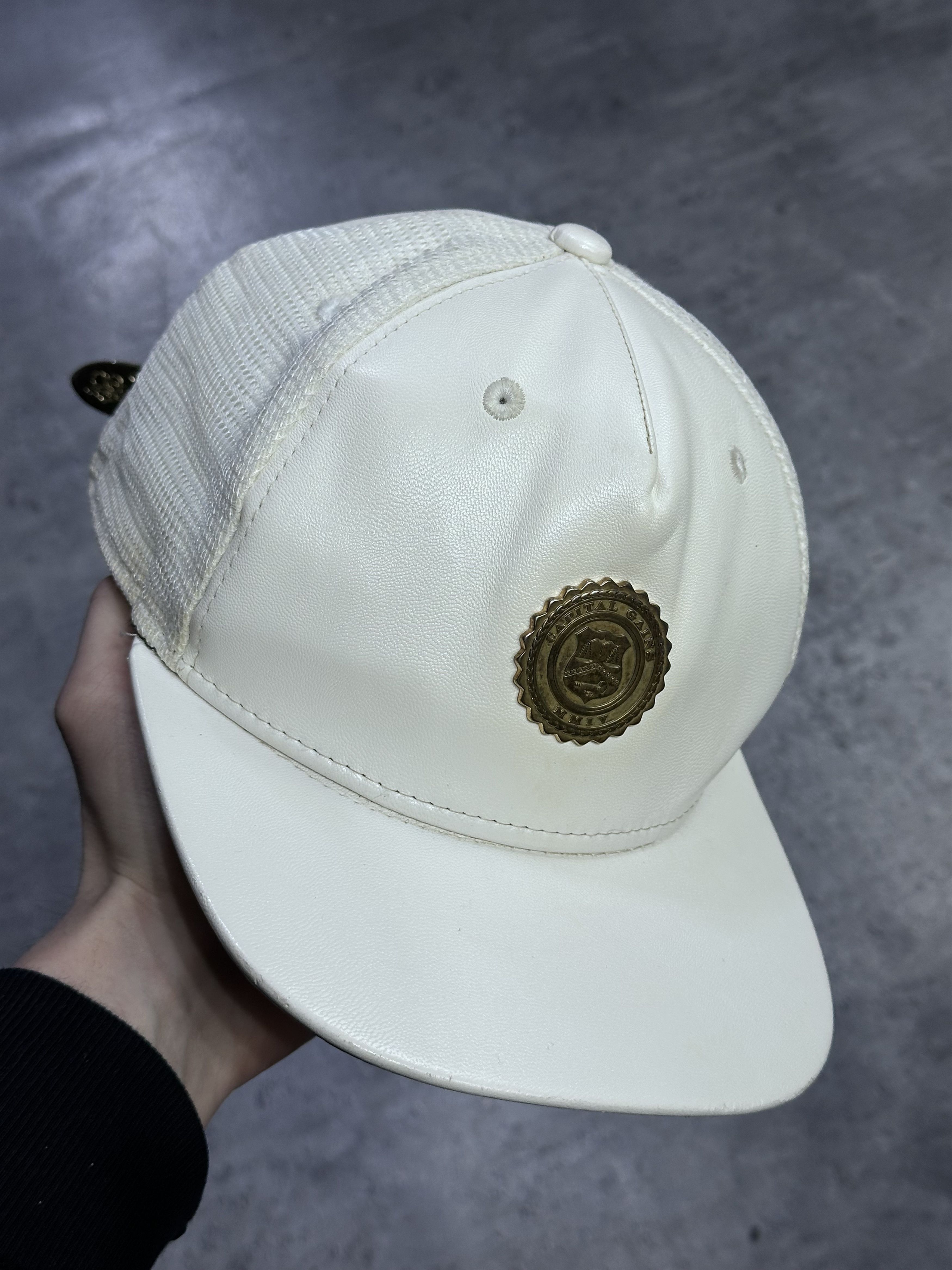 Vintage Capital gains leather white hat Size ONE SIZE - 1 Thumbnail