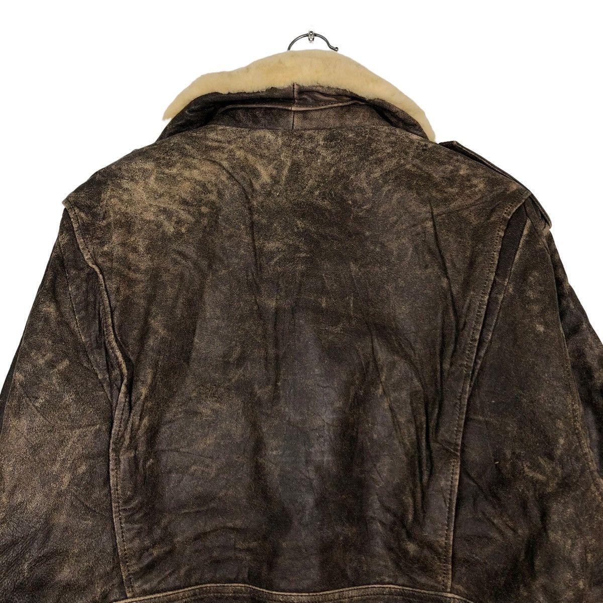 Japanese Brand 🔥VINTAGE FLY LEATHER JACKET BIKER MINK FUR COLLAR Size US M / EU 48-50 / 2 - 9 Thumbnail