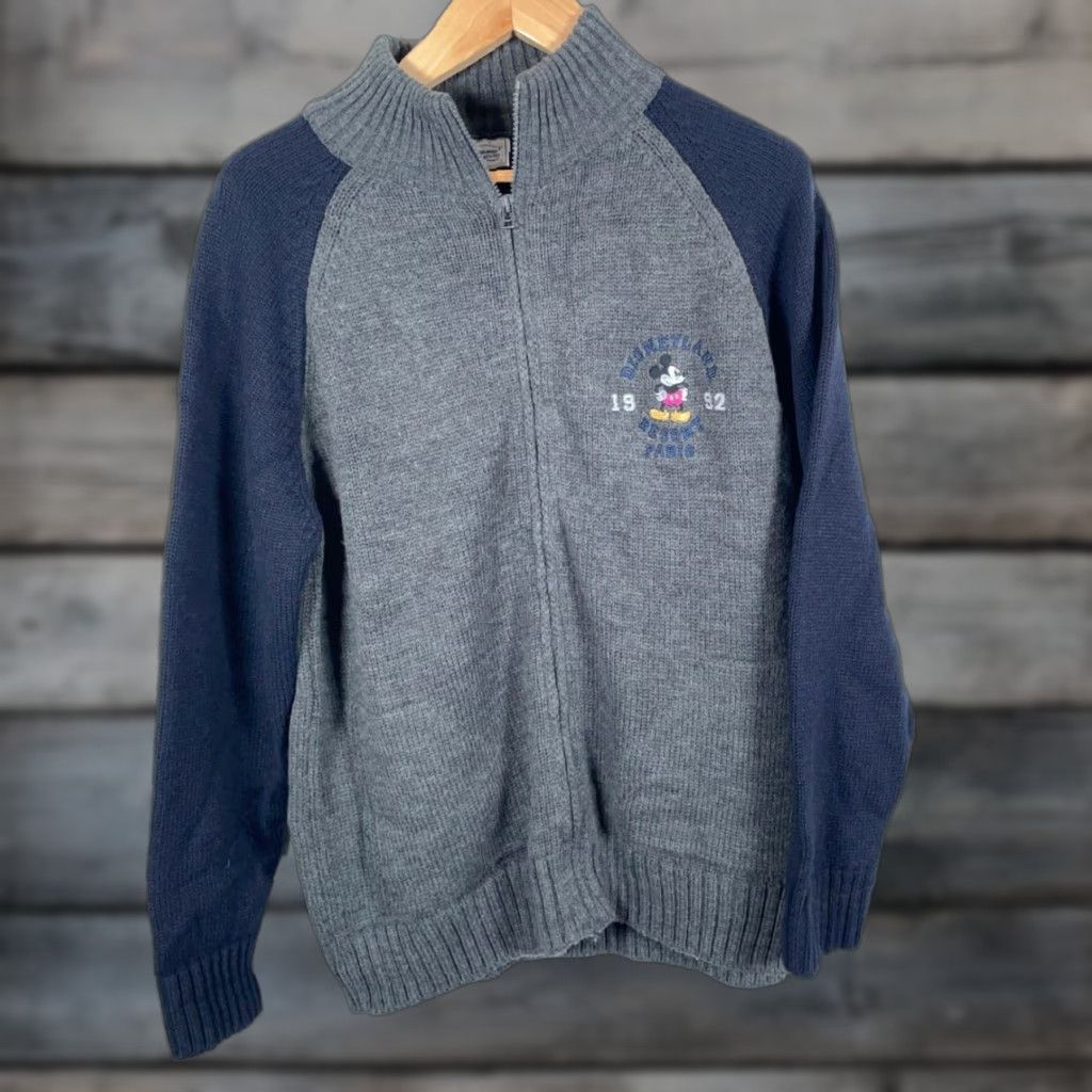 Disney Disneyland Resort Paris Full Zip Sweater Adult XL Gray Mickey Mouse Knit Wool-Acrylic Heavyweight Embroidered Vintage Disney Men Credit Card: N/A Size US XL / EU 56 / 4 - 1 Thumbnail