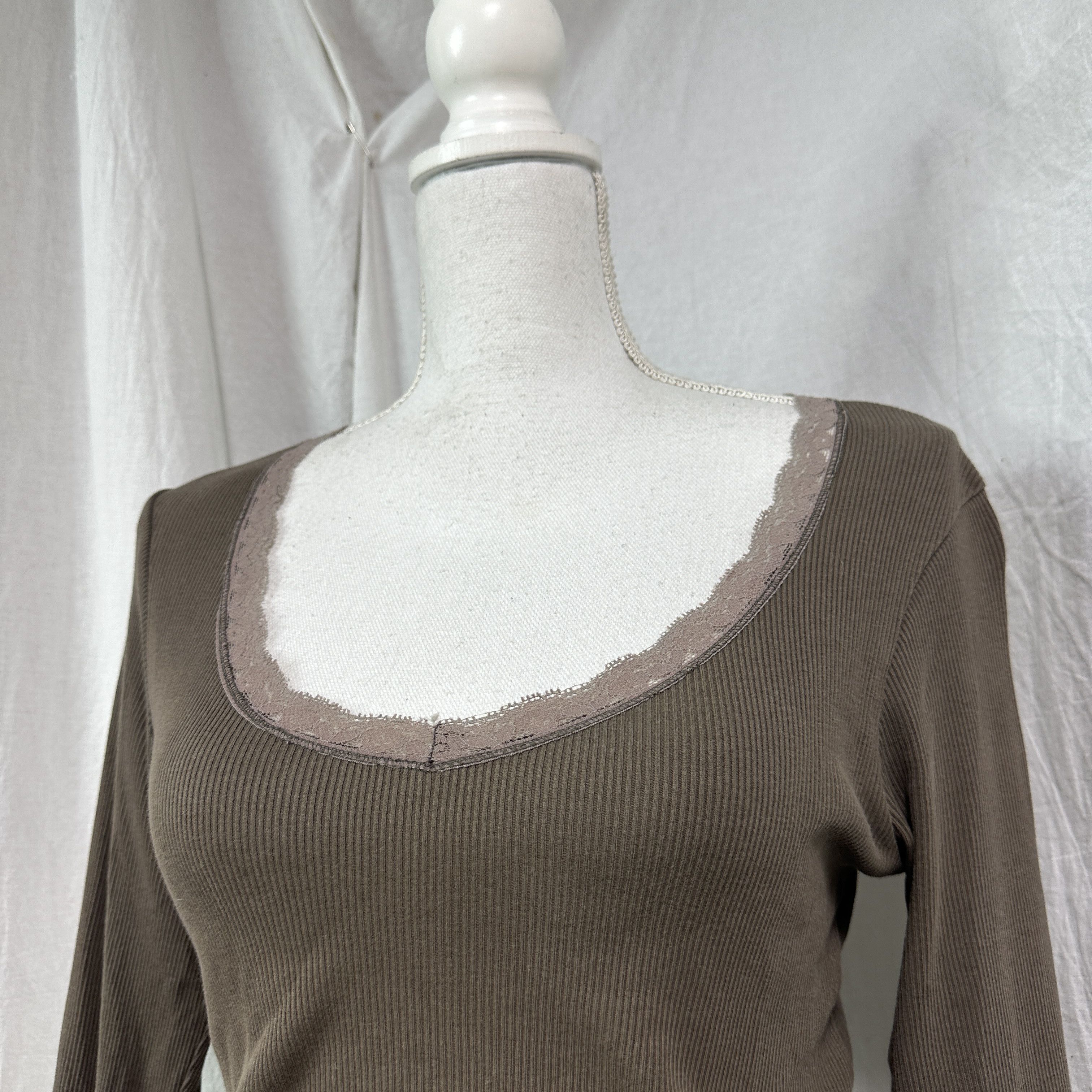 Vintage Vintage Avant Garde Ribbed Lace Longsleeve Y2K Size L / US 10 / IT 46 - 5 Thumbnail