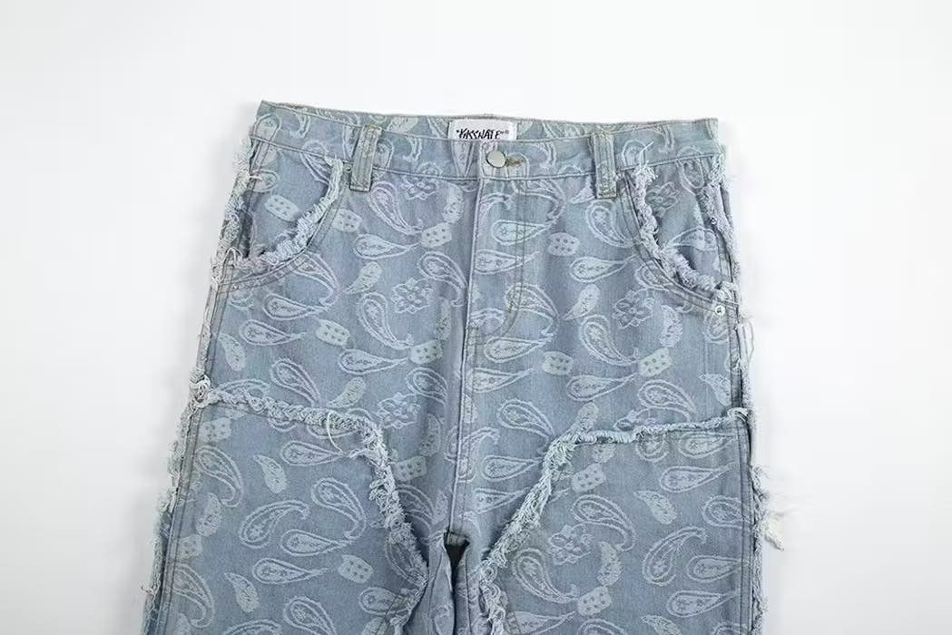 Japanese Brand × Vintage Y2k Double Knee Paisley Denim Jeans Size US 34 / EU 50 - 3 Thumbnail