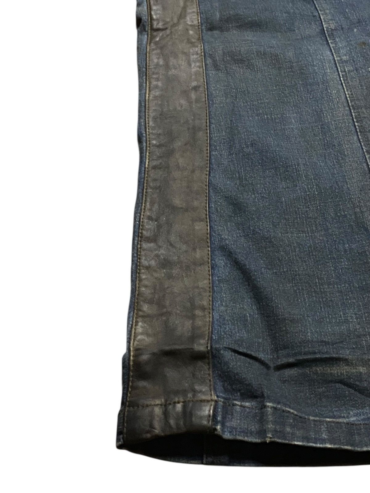 Comme des Garcons Comme Ci Rare 2000s Hybrid Denim Leather Flared Jeans Size US 28 / EU 44 - 9 Thumbnail