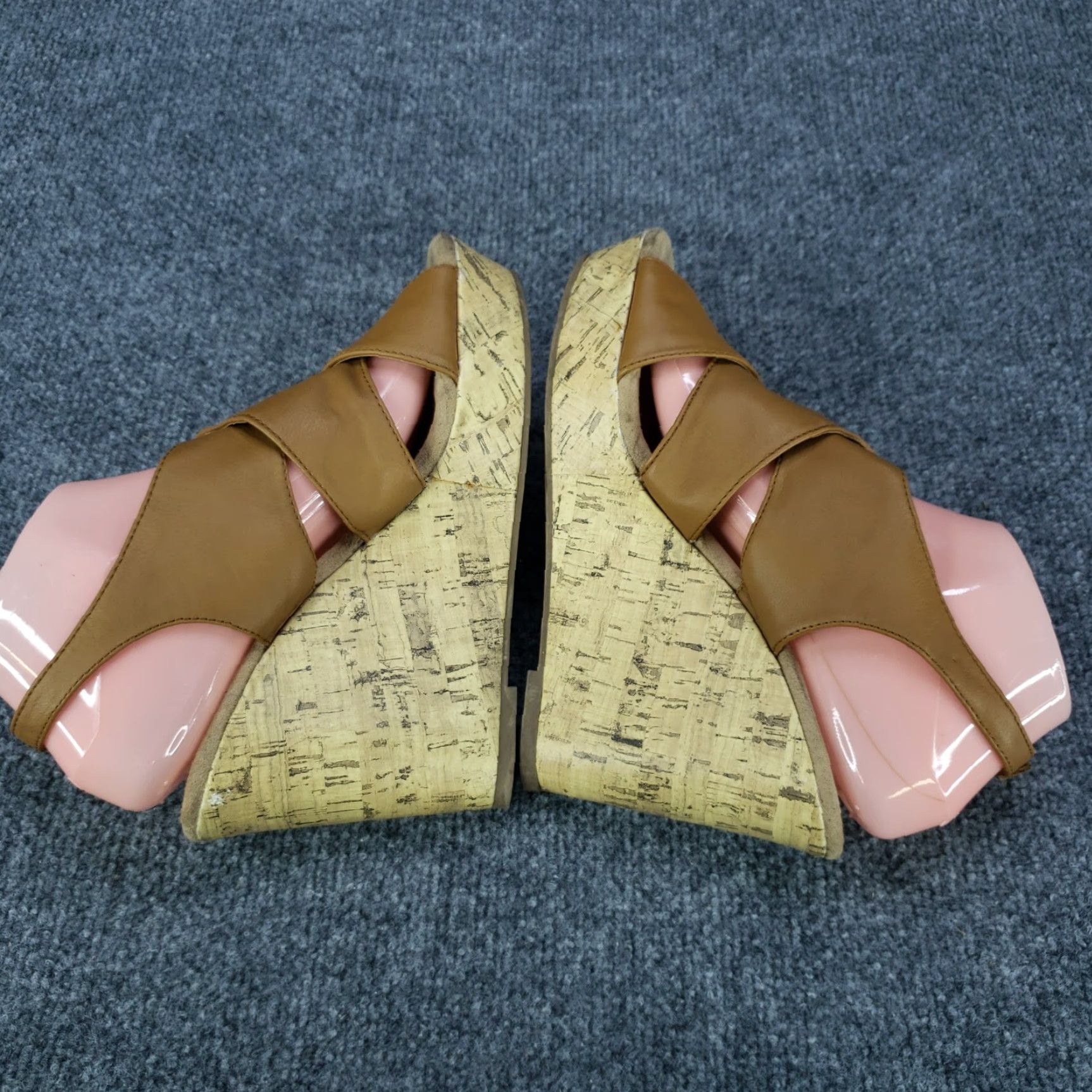 Vintage Montego Bay Club Wedge Sandals Womens 8.5 Extra Large XL Brown Espadrille Size US 7 / IT 37 - 6 Thumbnail