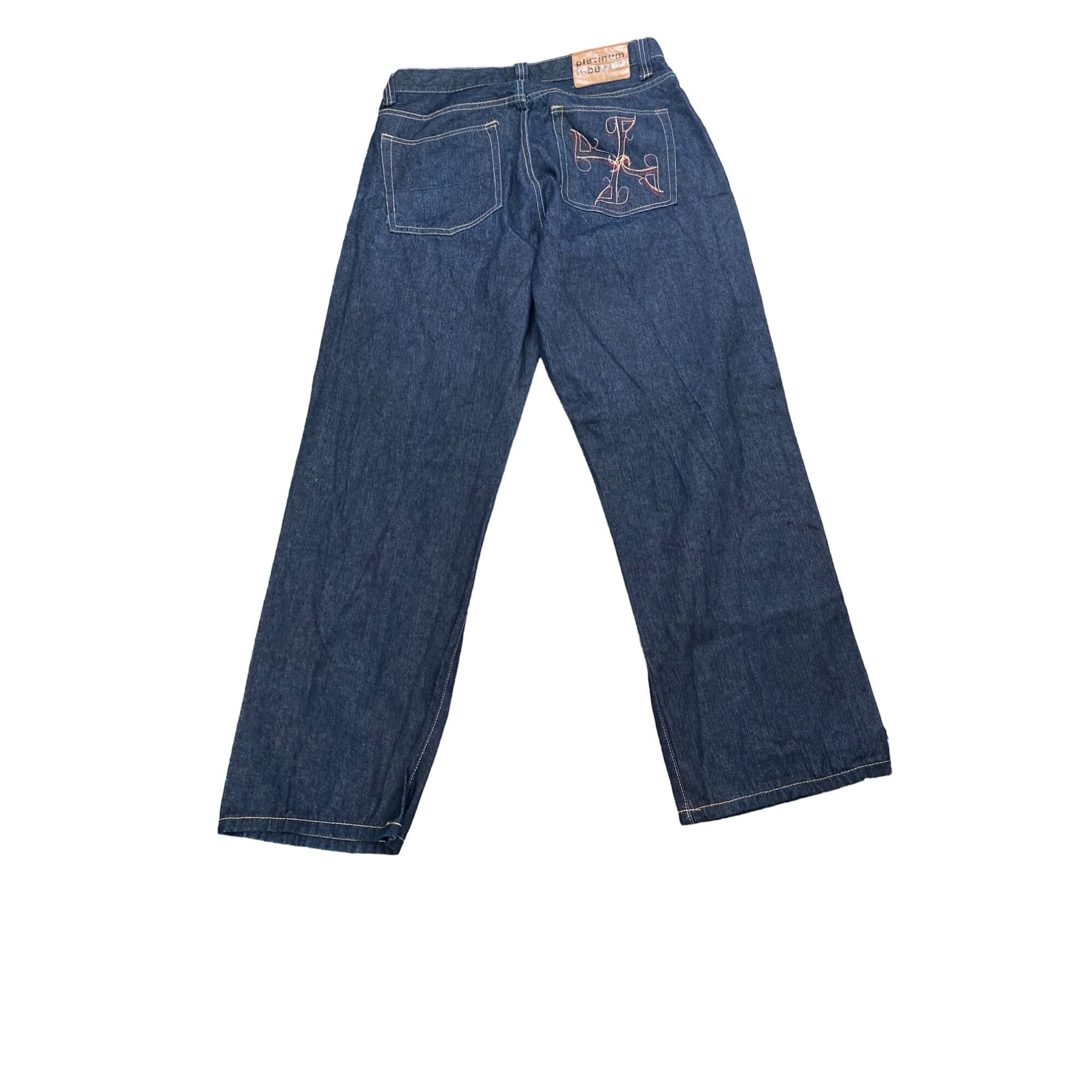 Fubu VINTAGE Y2K MEN'S PLATINUM FUBU EMBROIDERED HIP HOP BAGGY JE Size US 35 - 3 Thumbnail