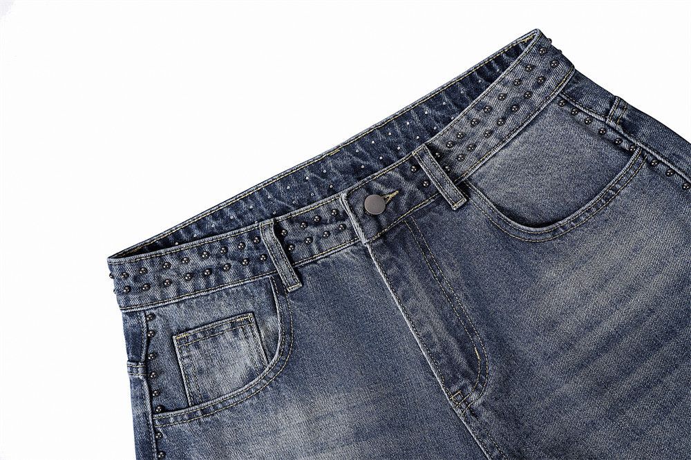 Japanese Brand × Jean Men's hip-hop trendy heavy rivet distressed washed jeans Size US 32 / EU 48 - 3 Thumbnail