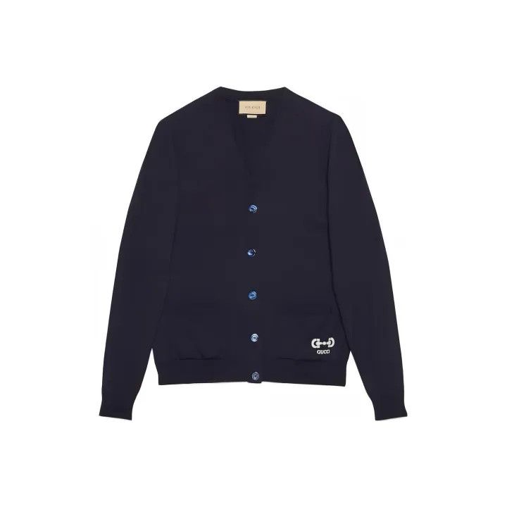Gucci Gucci Blue V-Neck Long Sleeve Knit Sweater Size M / US 6-8 / IT 42-44 - 1 Thumbnail