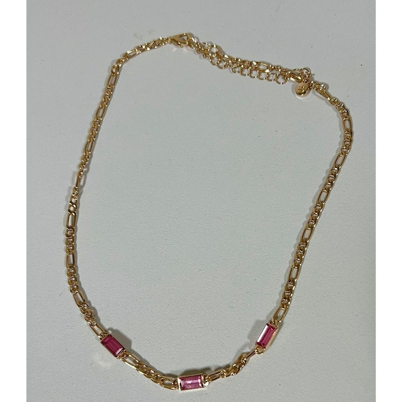Jewelry × Vintage Gold Pink Diamond Gemstone Chainlink Necklace Jewelry 💖 Size ONE SIZE - 4 Thumbnail