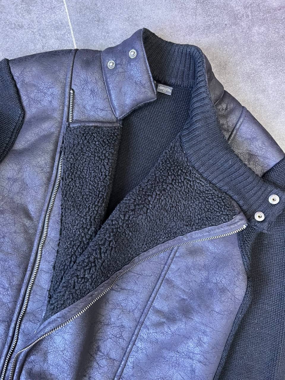 Armani Exchange Rick Owens style Armani fur Black Moto Jacket Size US M / EU 48-50 / 2 - 6 Thumbnail
