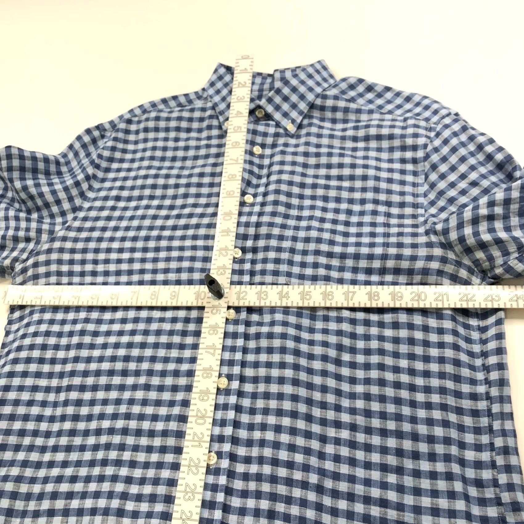 Vineyard Vines VINEYARD VINES Classic Fit MURRAY Large 17/36 Linen LS Check Shirt Blue MINT Size US L / EU 52-54 / 3 - 5 Thumbnail