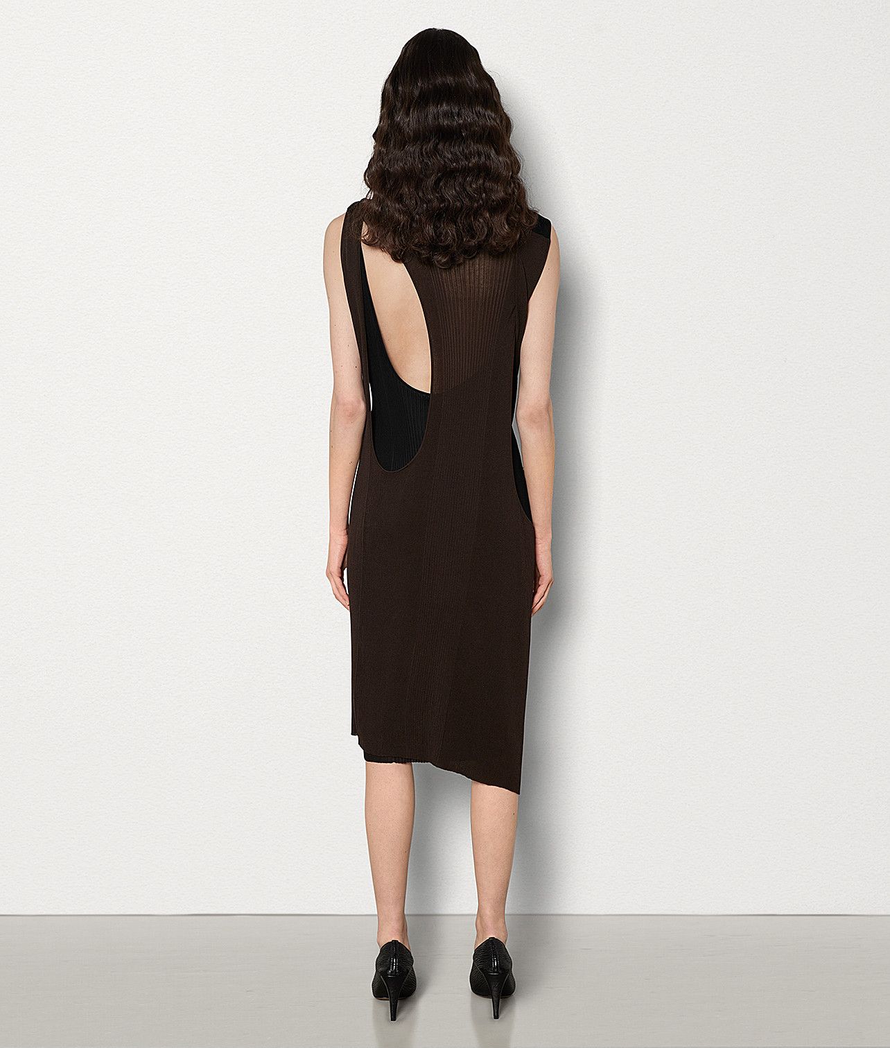 Bottega Veneta Deconstructed Layered Bi-Color Sheer Silk Ribbed Knit Dress Size XS / US 0-2 / IT 36-38 - 3 Thumbnail
