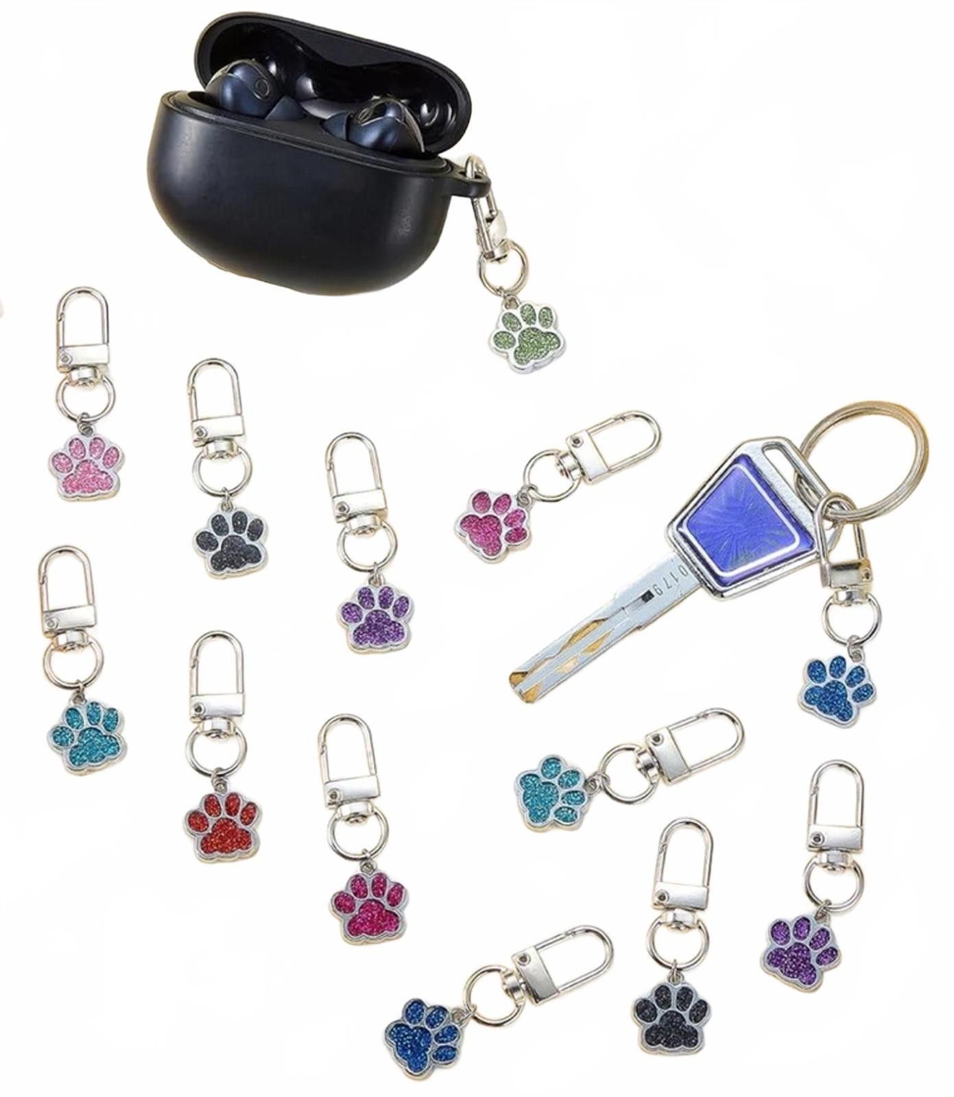 Other 1 PC Light Blue Keychain Paw Animal Print Bag Charm Glitter Size ONE SIZE - 4 Thumbnail