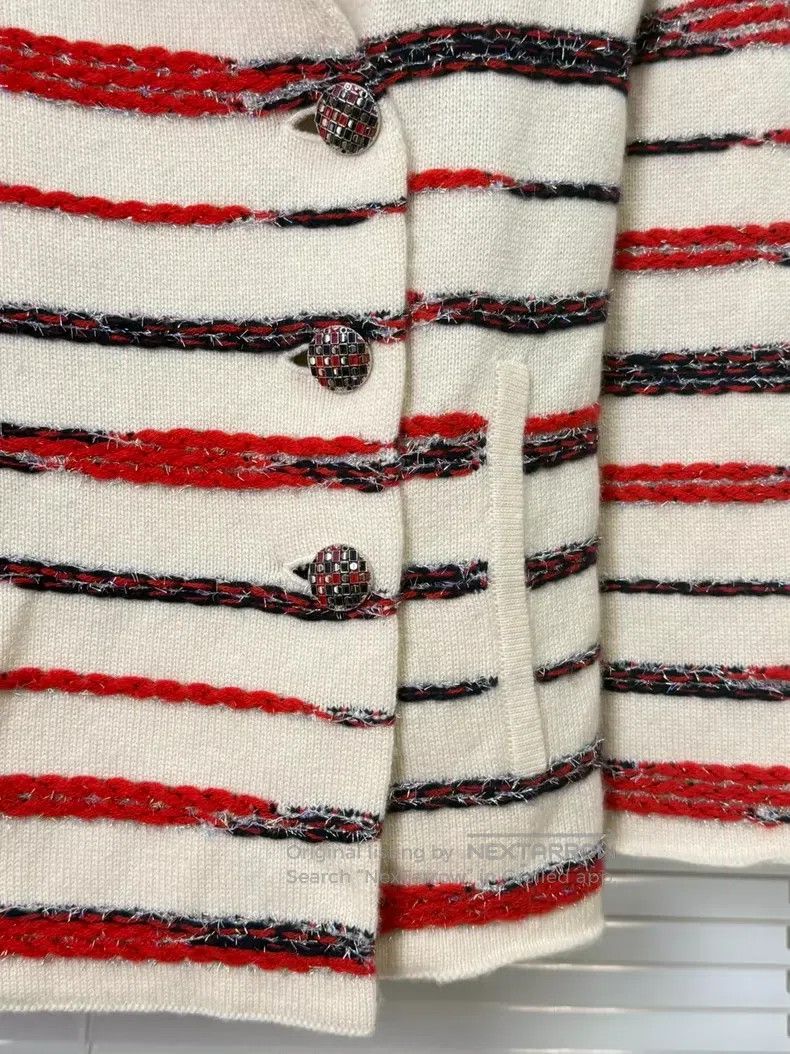 Chanel Chanel White and red striped cashmere jacket Size XXS / US 00 / IT 34 - 4 Thumbnail