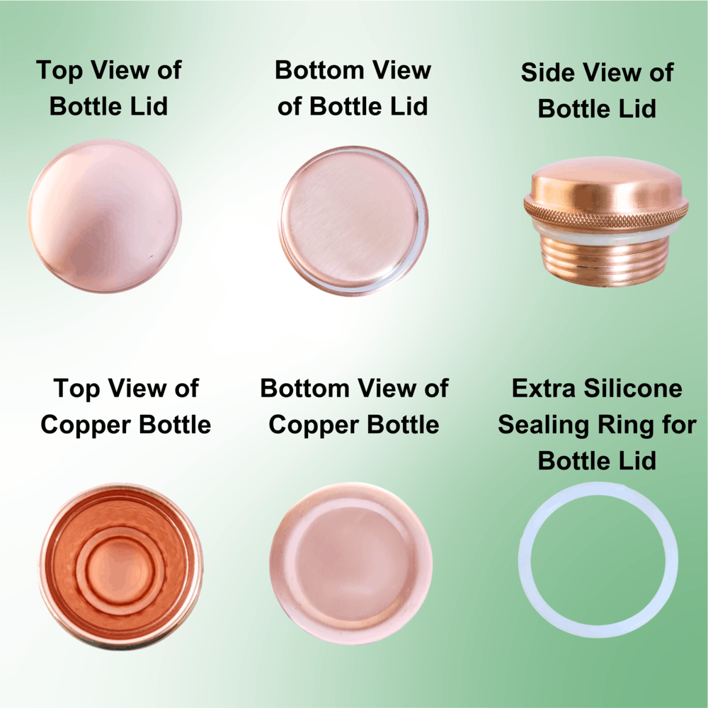 Handmade NEW 100% Hammered Copper Water Bottle, 32.5 oz/950 mL Size ONE SIZE - 7 Thumbnail