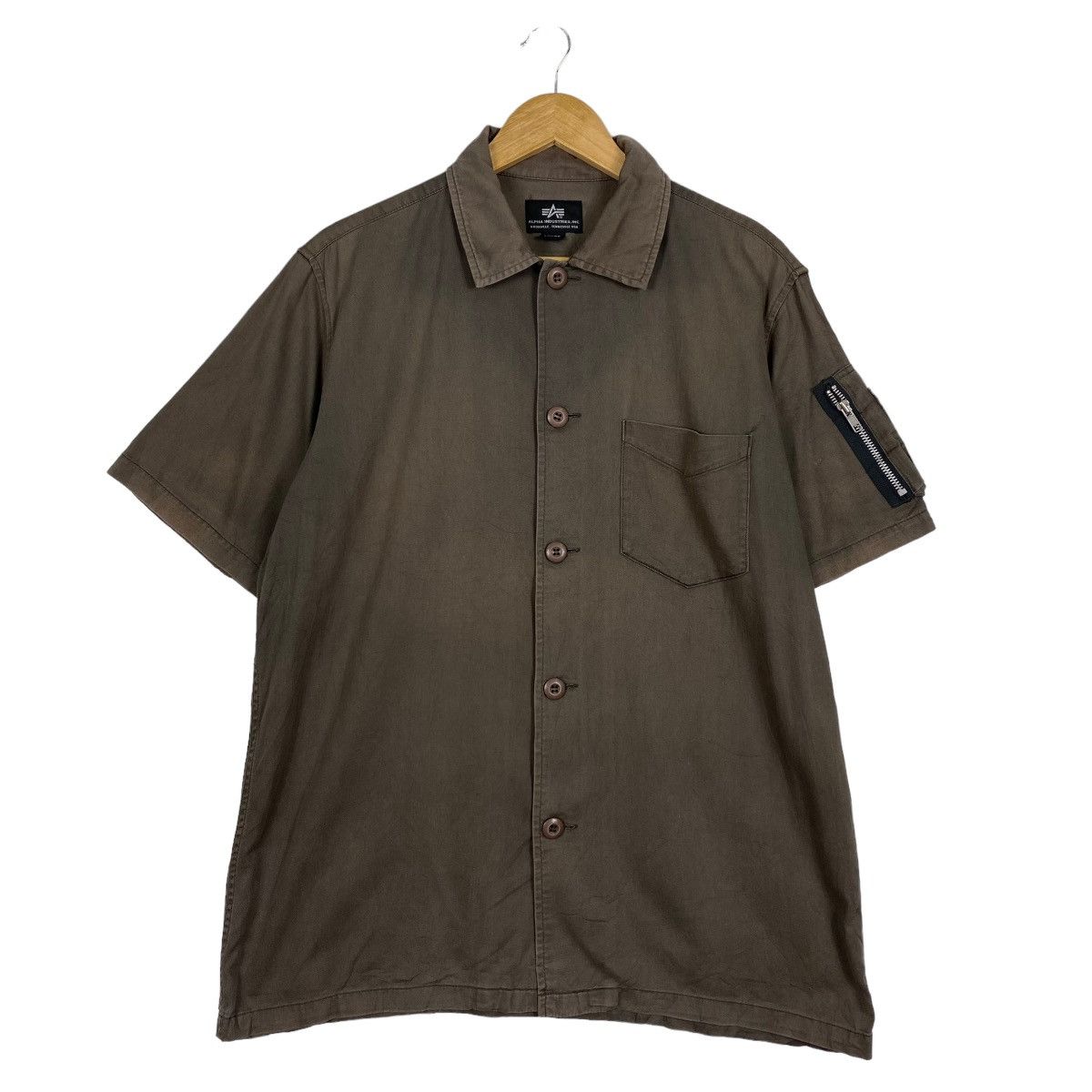 Alpha Industries ALPHA INDUSTRIES Olive Green Cotton Blend Shortsleeve Size US M / EU 48-50 / 2 - 1 Thumbnail