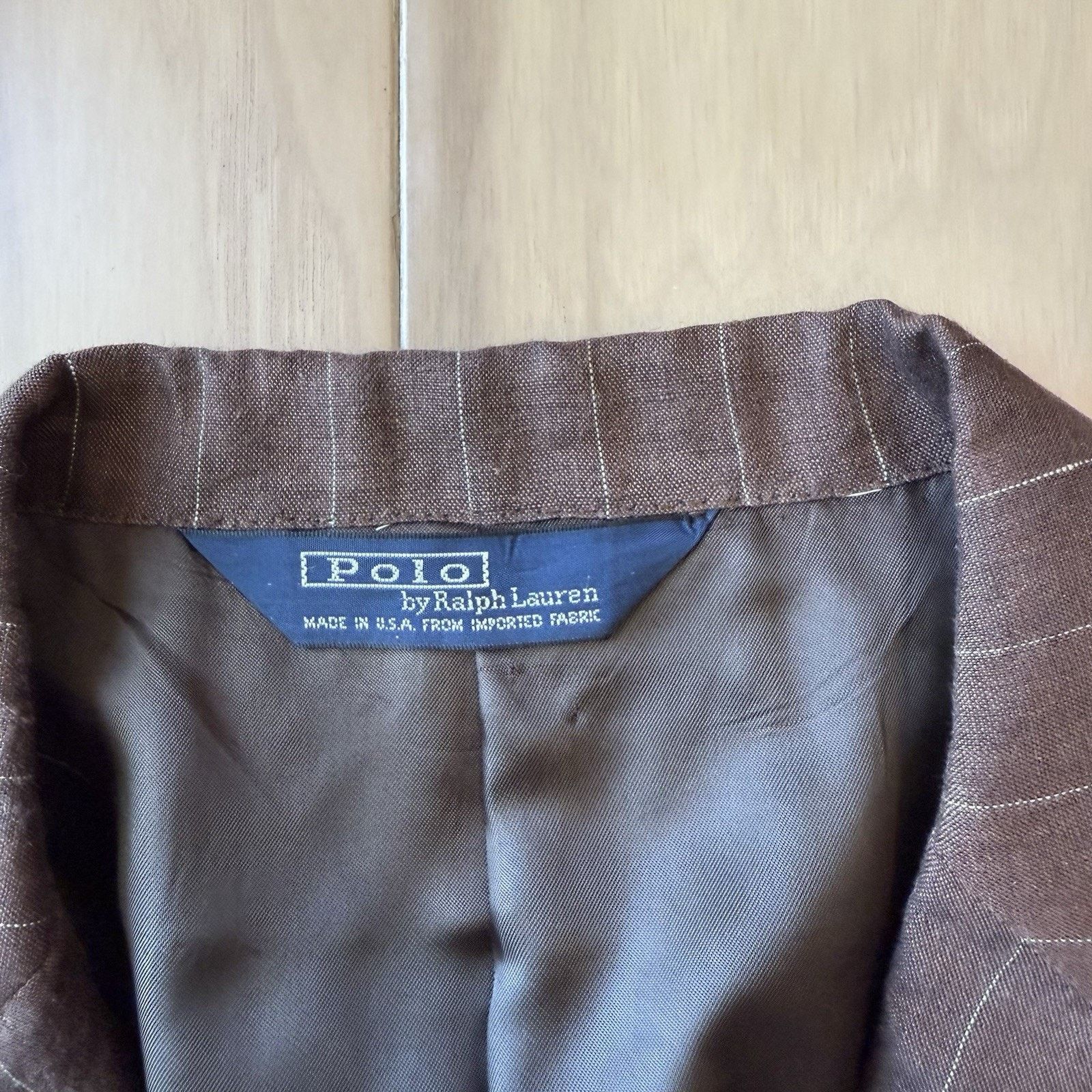 Polo Ralph Lauren × Vintage Vintage Polo Ralph Lauren Blazer 44/38 Reg Brown Pinstripe Size 44R - 7 Thumbnail
