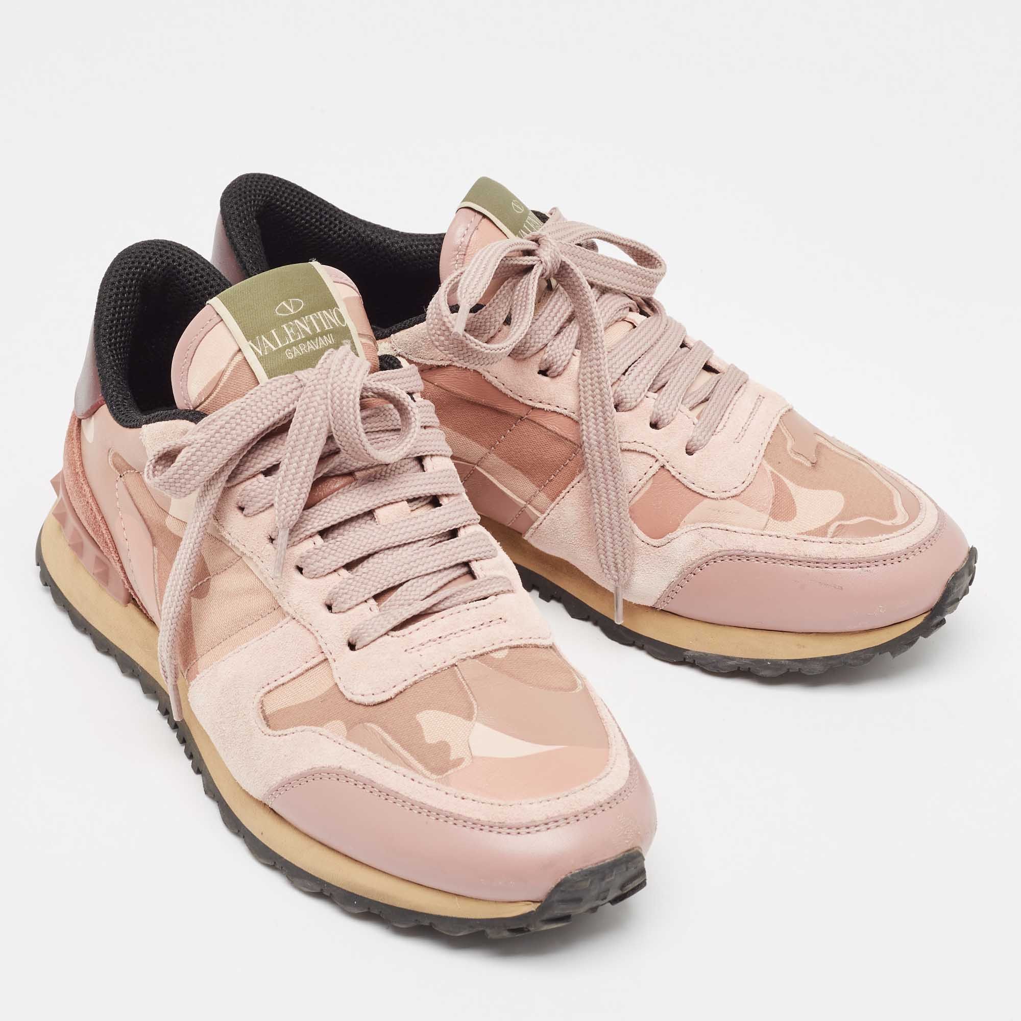 Valentino VALENTINO Garavani Rockrunner Pink Camouflage Sneakers Shoes Size US 7 / IT 37 - 18 Thumbnail