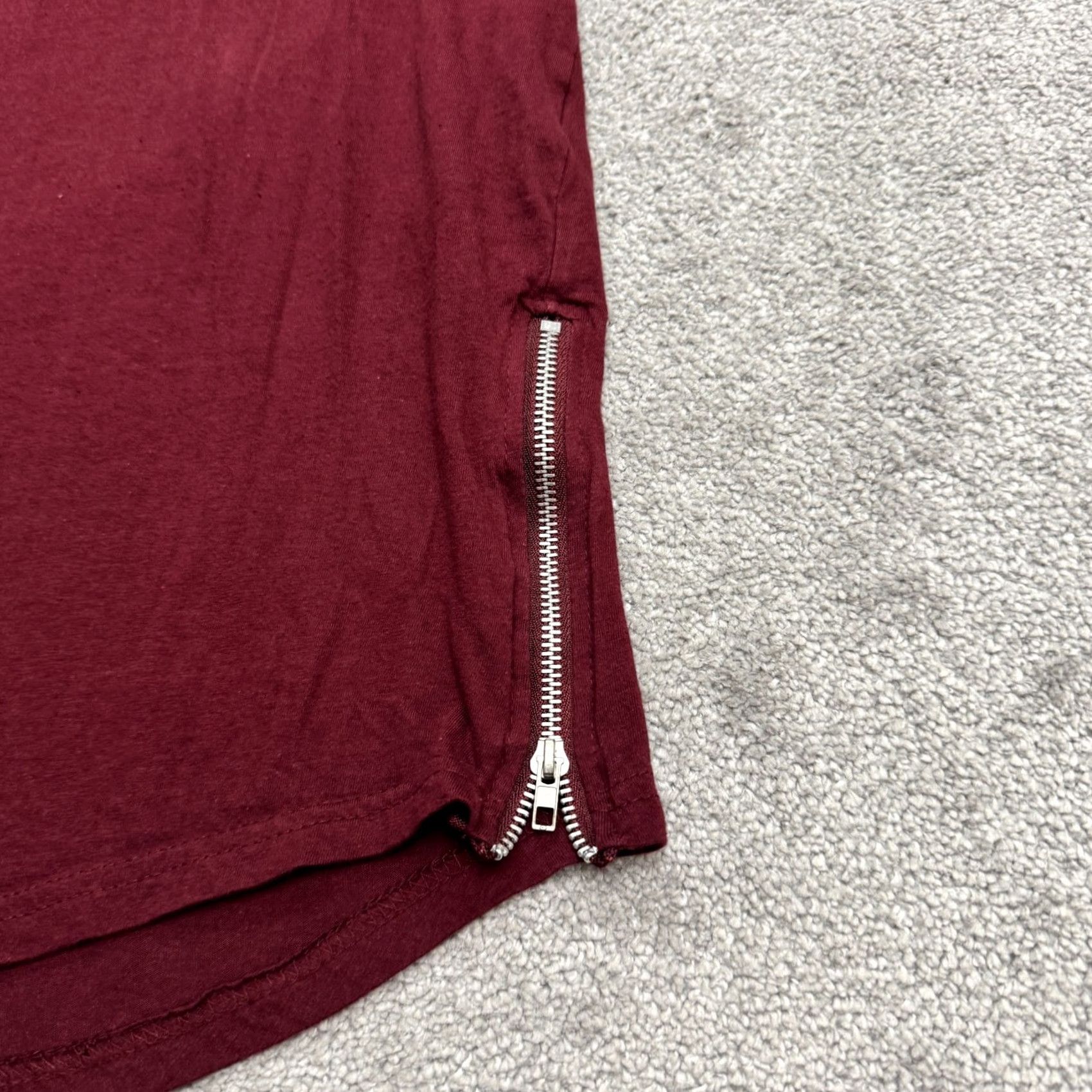 Phat Farm Phat Farm T-Shirt Mens L Burgundy Red Crew Cotton Tee Distressed Side Zip Size US L / EU 52-54 / 3 - 3 Thumbnail