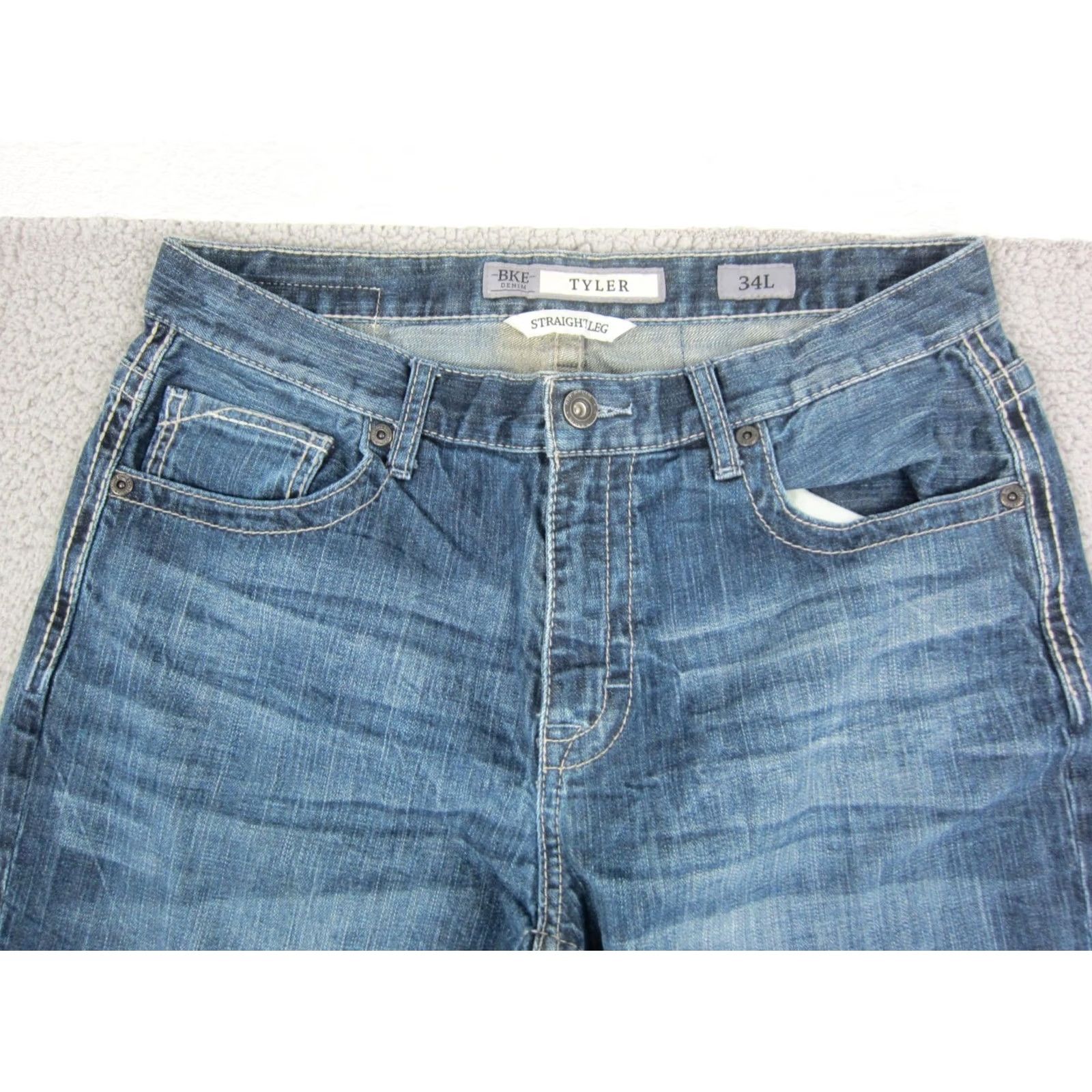 Vintage Buckle BKE Tyler Straight Leg Jeans Adult W 32 L 34 Blue Denim Pants Casual Mens Size US 32 / EU 48 - 3 Thumbnail