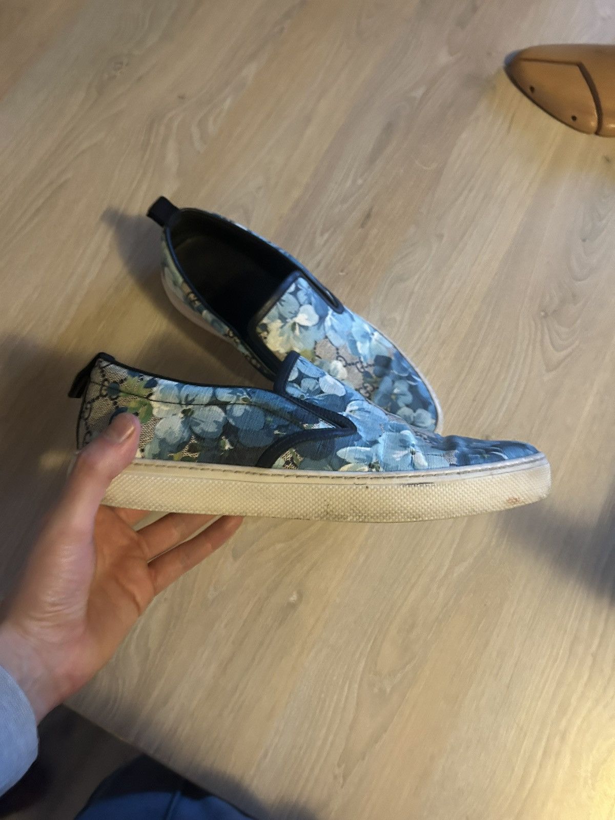 Gucci Floral Print GG Supreme Monogram Slip-Ons Size US 8 / EU 41 - 6 Thumbnail