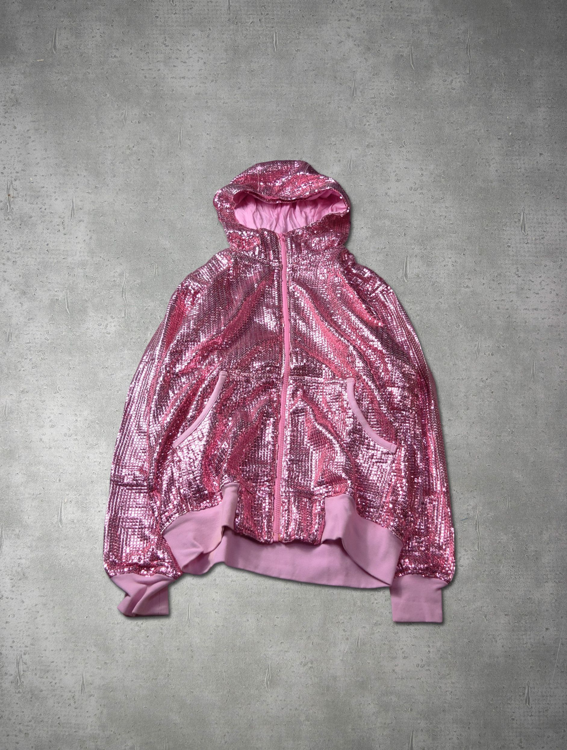 image of Ktz Sequins Zip Hooded 3-1-21 311 in Pink, Men's (Size Large)