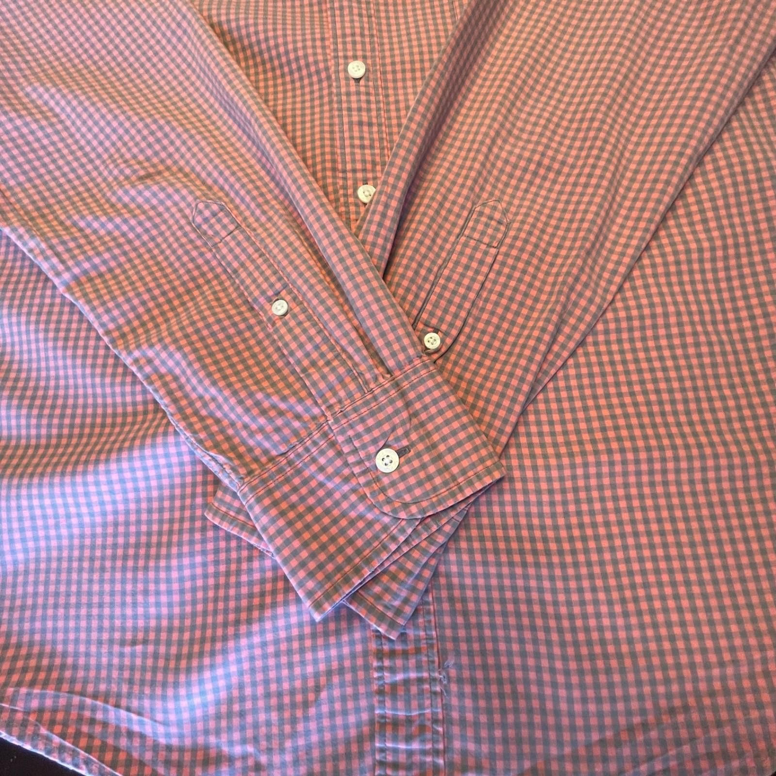 J.Crew J.Crew Mens XL Slim Fit Buttondown Shirt Gingham Orange Gray Size US L / EU 52-54 / 3 - 4 Thumbnail