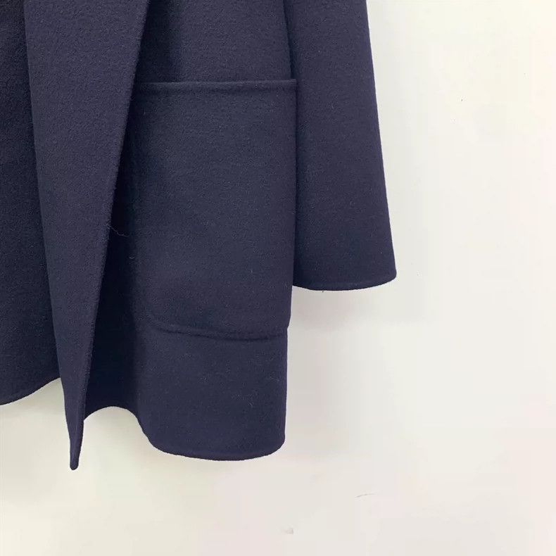 Max Mara Max Mara Dark blue wool hooded long-sleeved belted bathrob Size L / US 10 / IT 46 - 4 Thumbnail