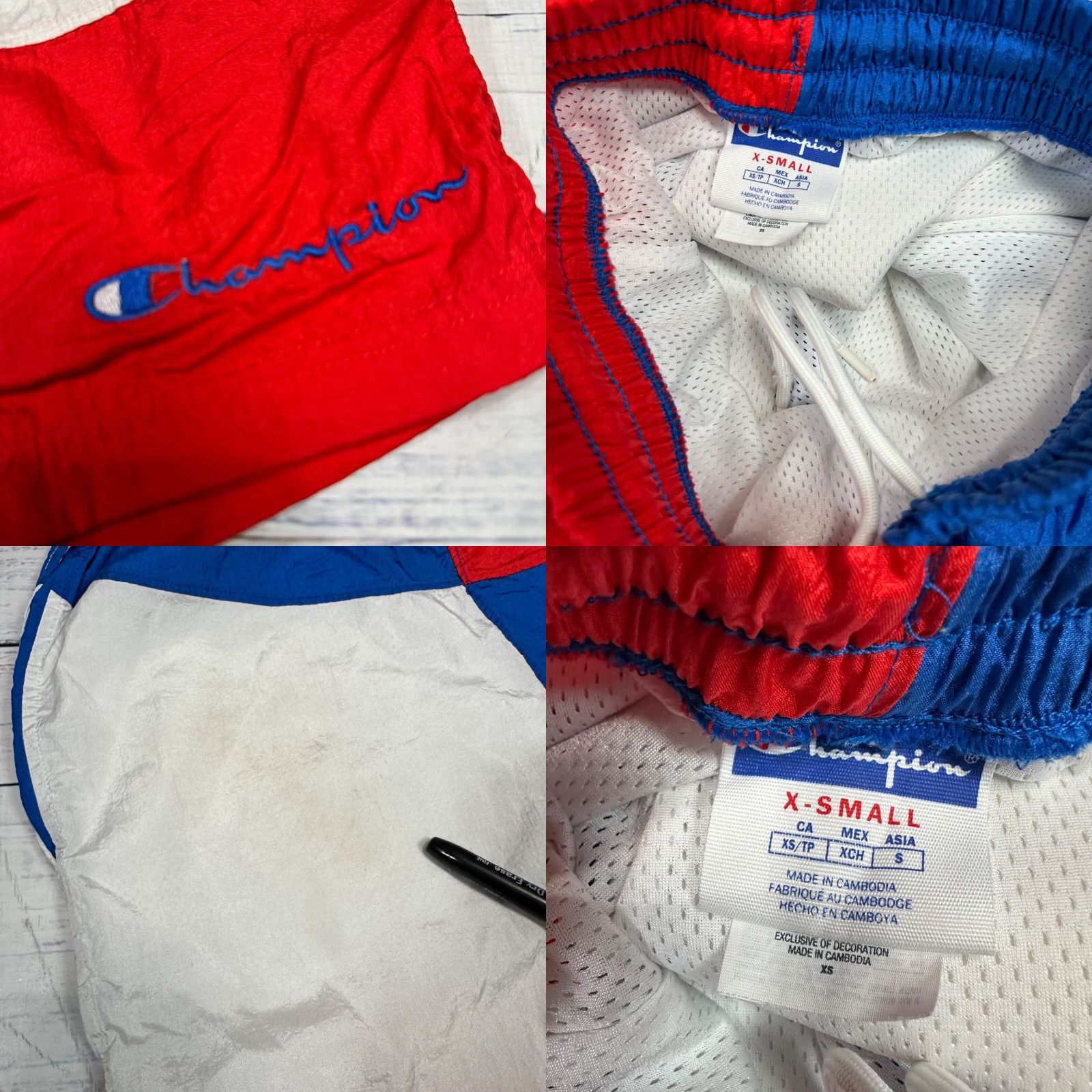Champion Champion Mens XS Colorblock Nylon Athletic Shorts Red White Blue Logo Size US 27 - 8 Thumbnail