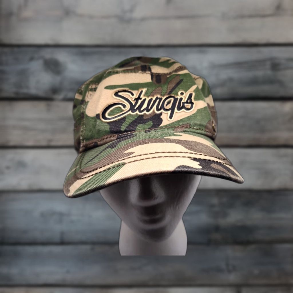 Vintage VINTAGE Peter Grimm Women's Camo Biker Cap Adjustable Strap L/XL Unisex Cotton Size ONE SIZE - 1 Thumbnail